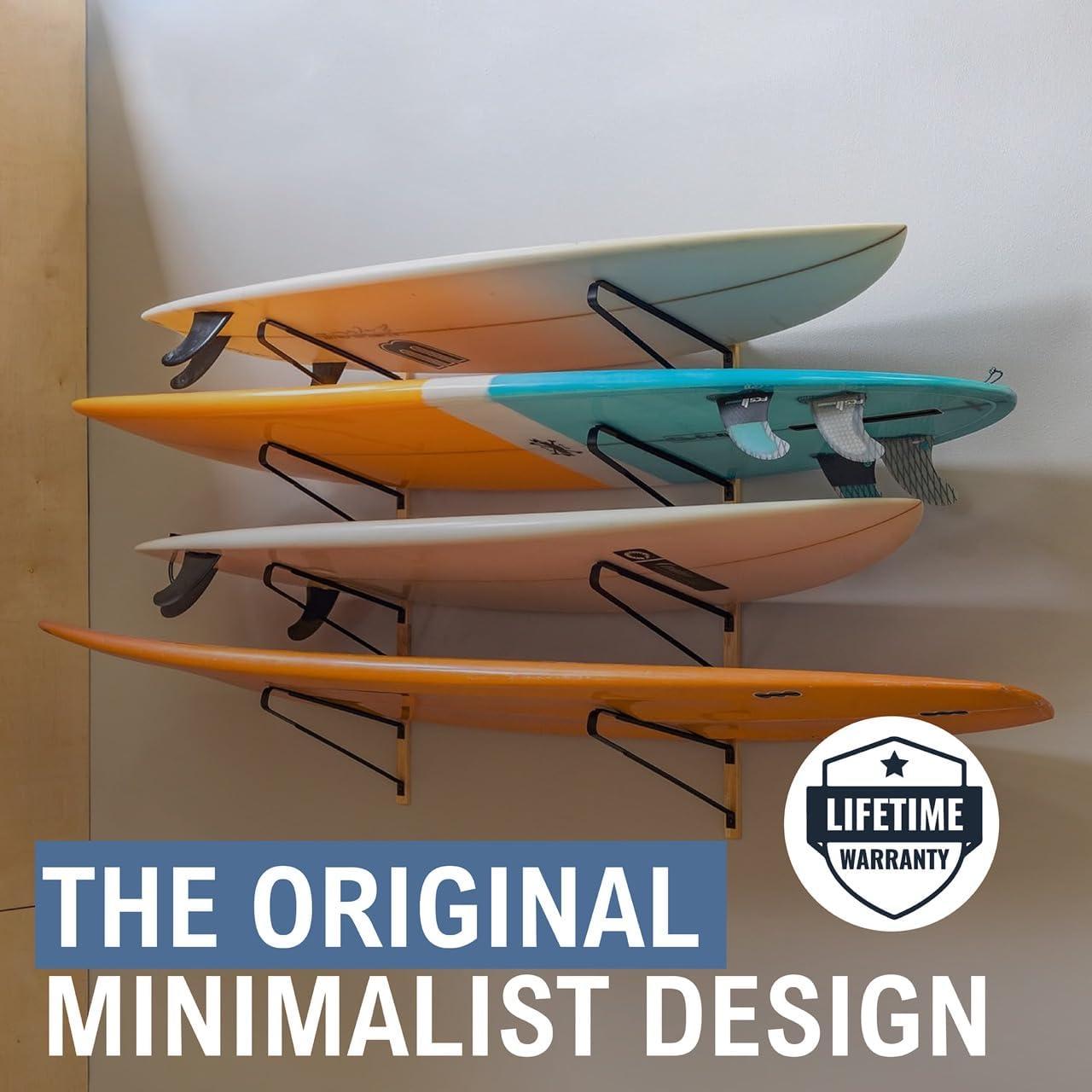 imageStoreYourBoard Avon Wakeboard Storage Rack Wall Mount Water Ski and Wake Surf Board Organizer Natural Wood and Solid Steel Holds 100 lbs4 Levels