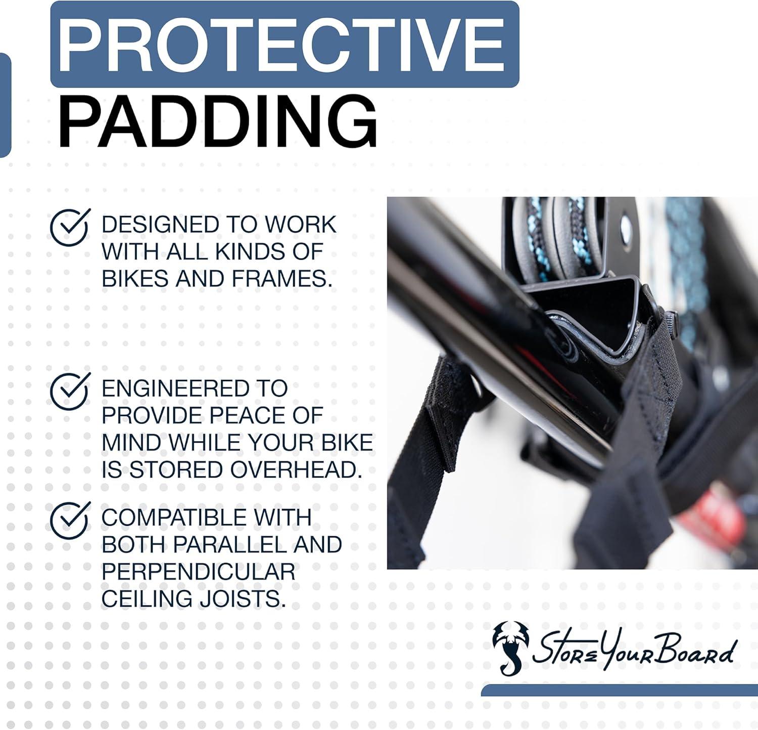 imageStoreYourBoard Bike Hoist NoSlip Bicycle Ceiling Storage HeavyDuty Garage Pulley Lift System Road MTB Fat Tire Ebike Hanger