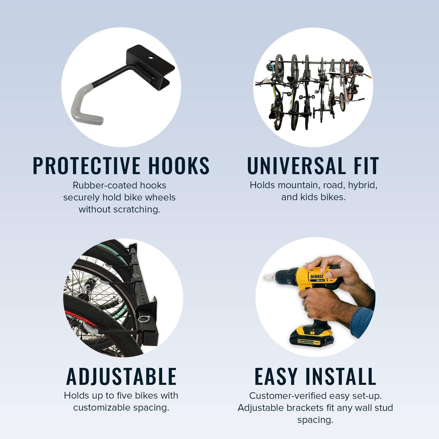 imageStoreYourBoard Bike Storage Rack  Heavy Duty Garage Bike Rack for 5 Bicycles SpaceSaving Vertical Bike Rack Adjustable Wall Bike Mount for Garage Organizer Bicycle Hanger Holds 300 lbs5 Bike Rack