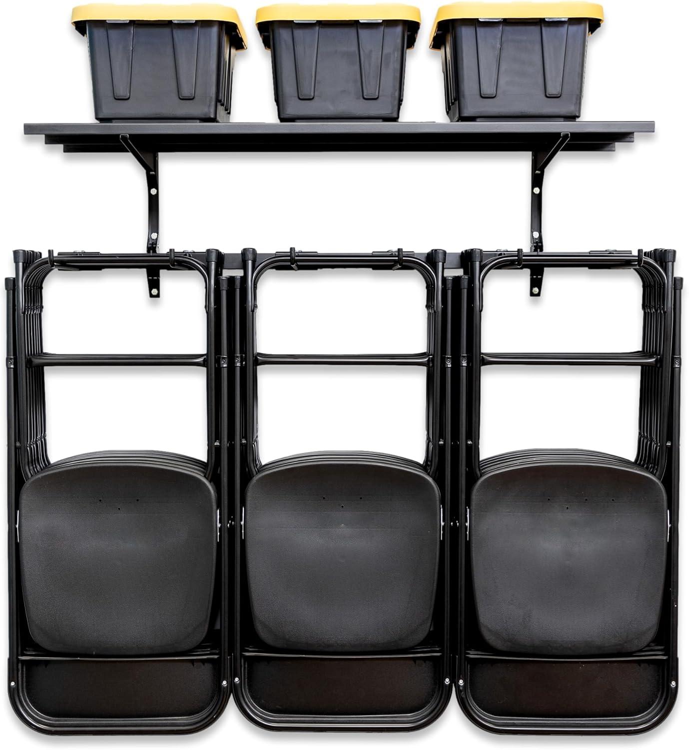 imageStoreYourBoard Double Chair Storage Rack  2 Pack Heavy Duty Folding Chair Rack for Garage Organization Holds 200 lbs Chair Hangers for Folding Patio Beach ampamp Camping ChairsTriple  Shelf