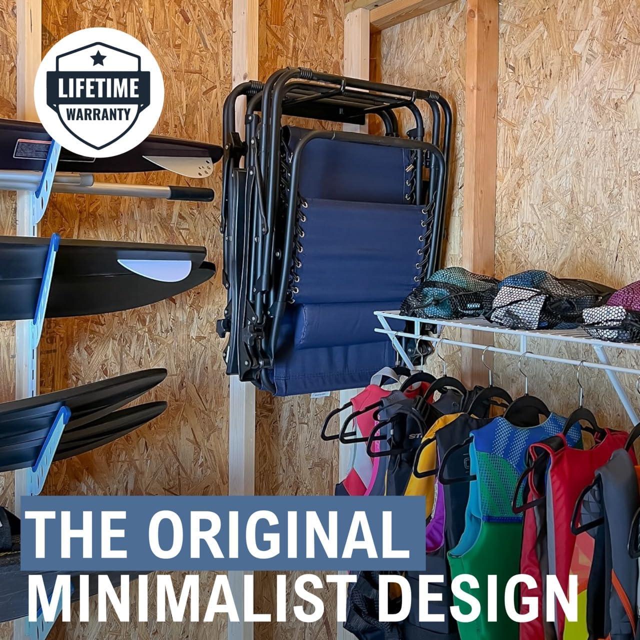 imageStoreYourBoard Double Chair Storage Rack  2 Pack Heavy Duty Folding Chair Rack for Garage Organization Holds 200 lbs Chair Hangers for Folding Patio Beach ampamp Camping ChairsSingle