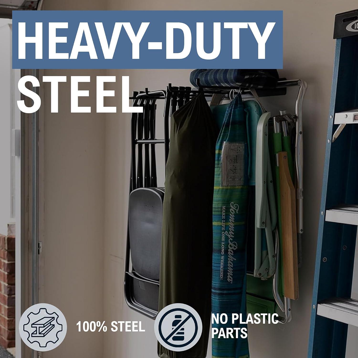 imageStoreYourBoard Double Chair Storage Rack  2 Pack Heavy Duty Folding Chair Rack for Garage Organization Holds 200 lbs Chair Hangers for Folding Patio Beach ampamp Camping ChairsDouble