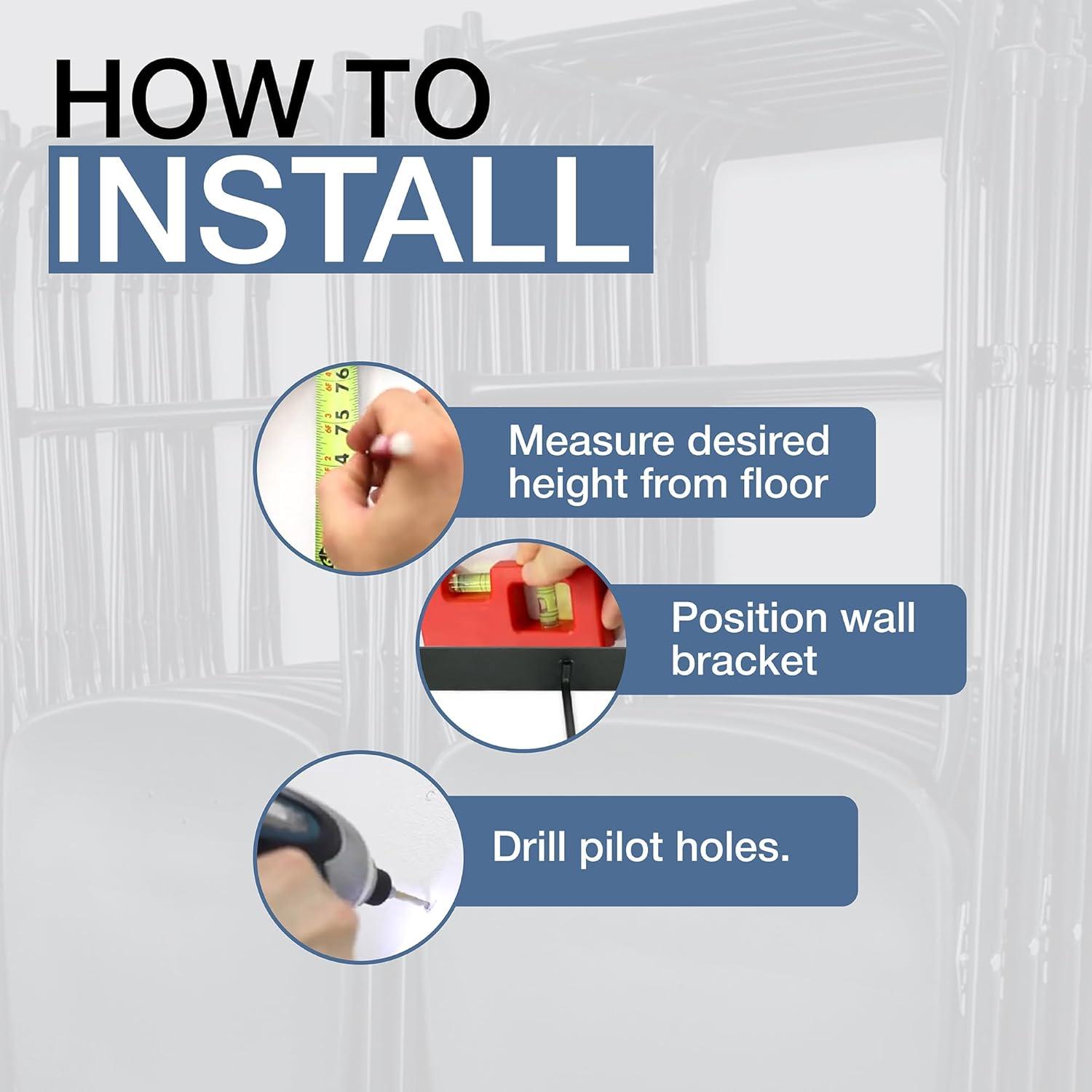 imageStoreYourBoard Double Chair Storage Rack  2 Pack Heavy Duty Folding Chair Rack for Garage Organization Holds 200 lbs Chair Hangers for Folding Patio Beach ampamp Camping ChairsDouble