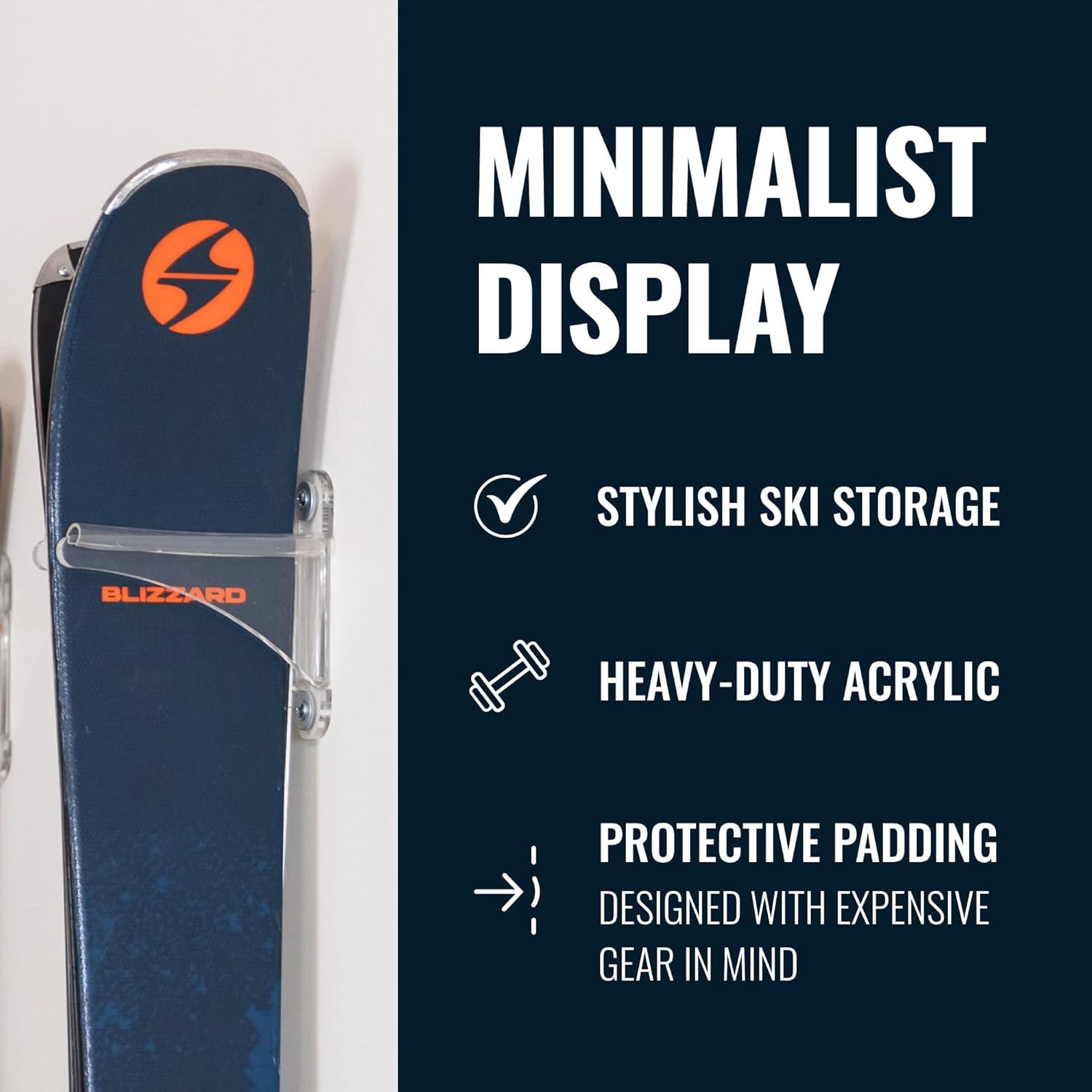 imageStoreYourBoard Floating Ski Wall Mount 2 Pack Clear Acrylic Display Rack Indoor Vertical Ski Storage ampamp Decor Holds 25 lbs2 Pack