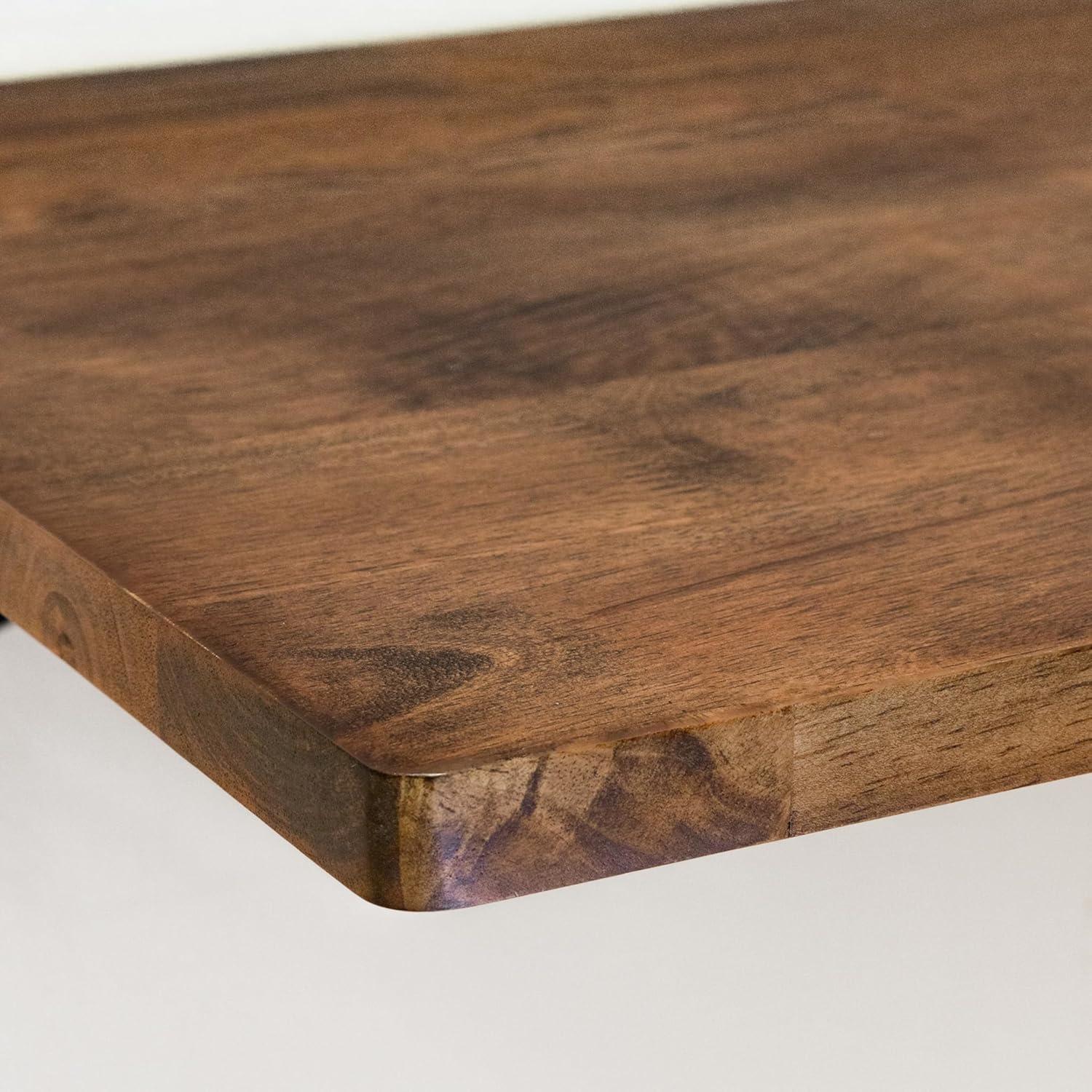 imageStoreYourBoard Folding Workbench Wall Mounted Foldaway Table Solid Dark Wood Butcher Block Desk 40quot x 18quot Floating Work Bench Stainless Steel Brackets Holds 200 LbsBrown Wood