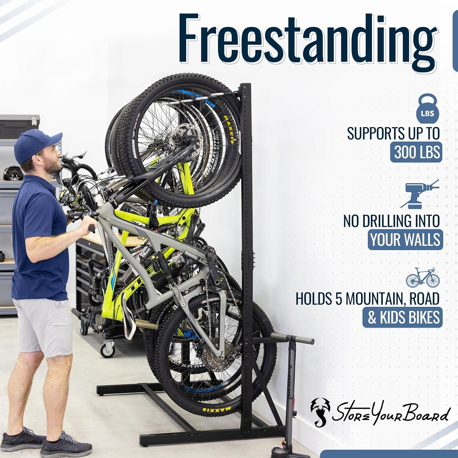 imageStoreYourBoard Freestanding 5 Bike Storage Rack The Original GBike Indoor Garage Floor Stand Bicycle Organizer5Bike Rack