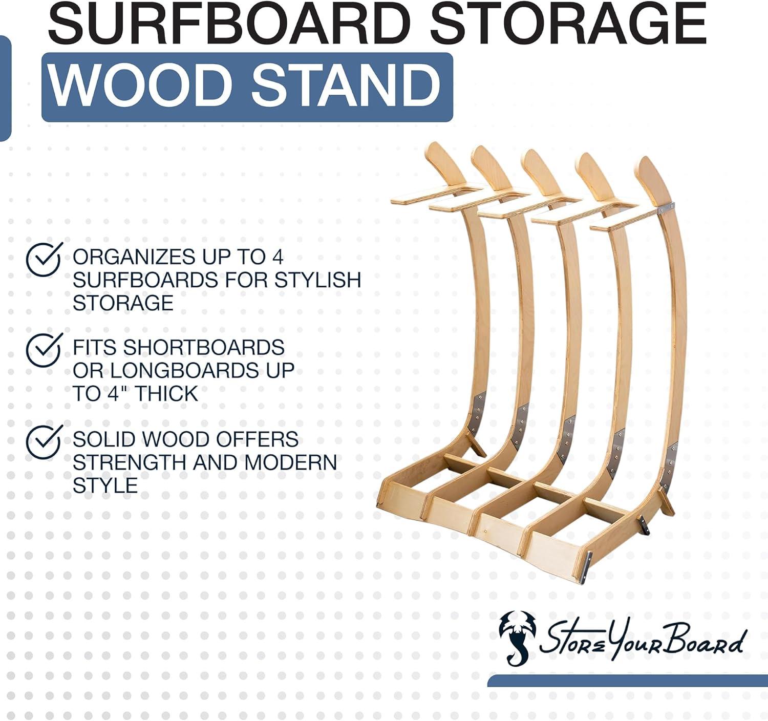 imageStoreYourBoard Freestanding Surfboard Rack Indoor Display Stand Shortboard and Longboard Organizer Holds 150 lbs