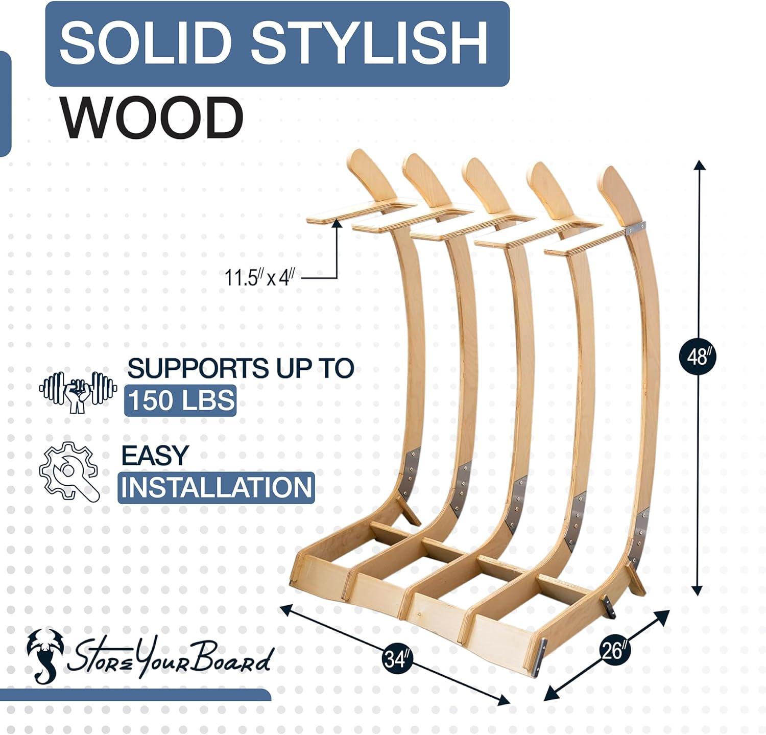 imageStoreYourBoard Freestanding Surfboard Rack Indoor Display Stand Shortboard and Longboard Organizer Holds 150 lbs