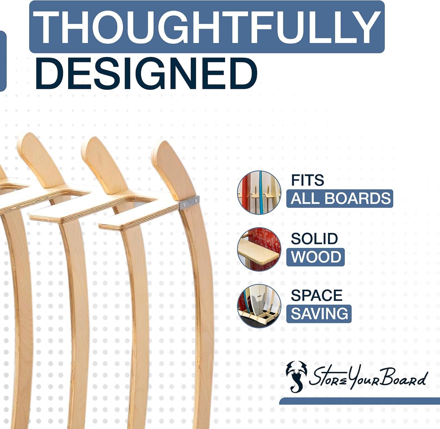 imageStoreYourBoard Freestanding Surfboard Rack Indoor Display Stand Shortboard and Longboard Organizer Holds 150 lbs