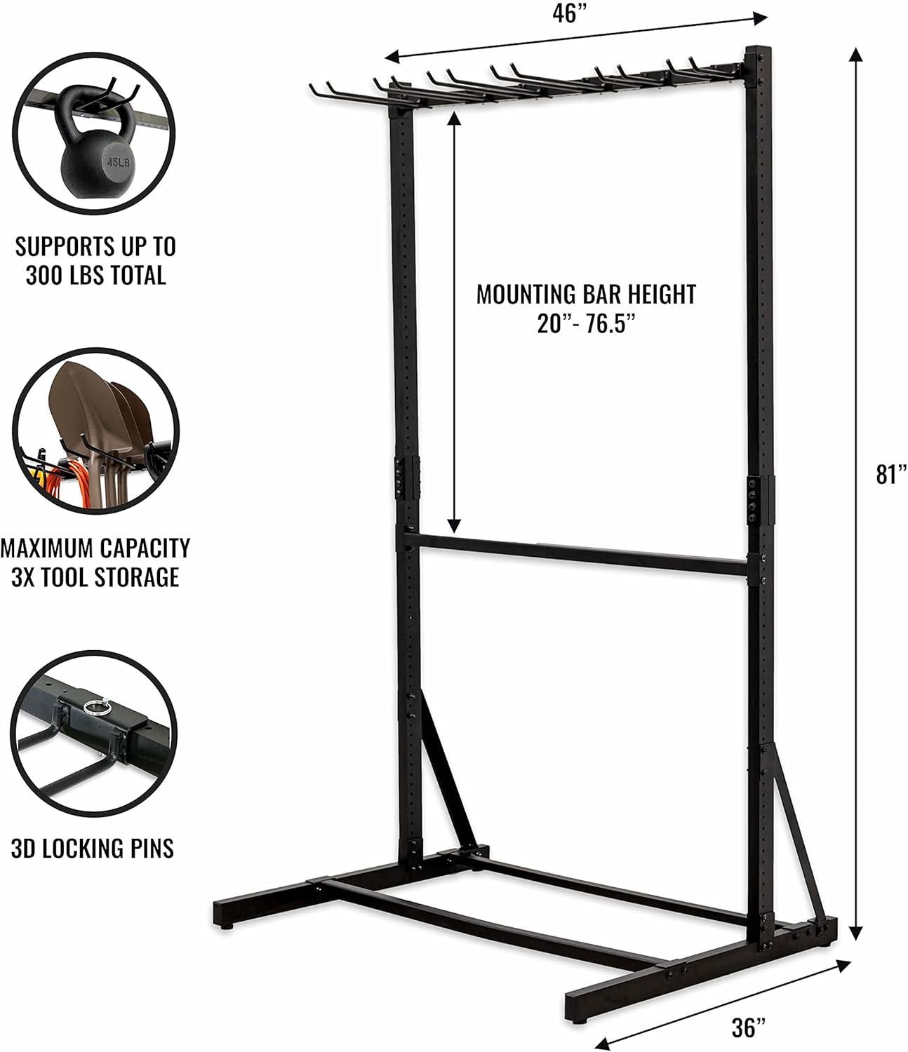 imageStoreYourBoard Freestanding Tool Storage Rack Garage Floor Stand Adjustable Garden Tool Organizer Industrial Steel