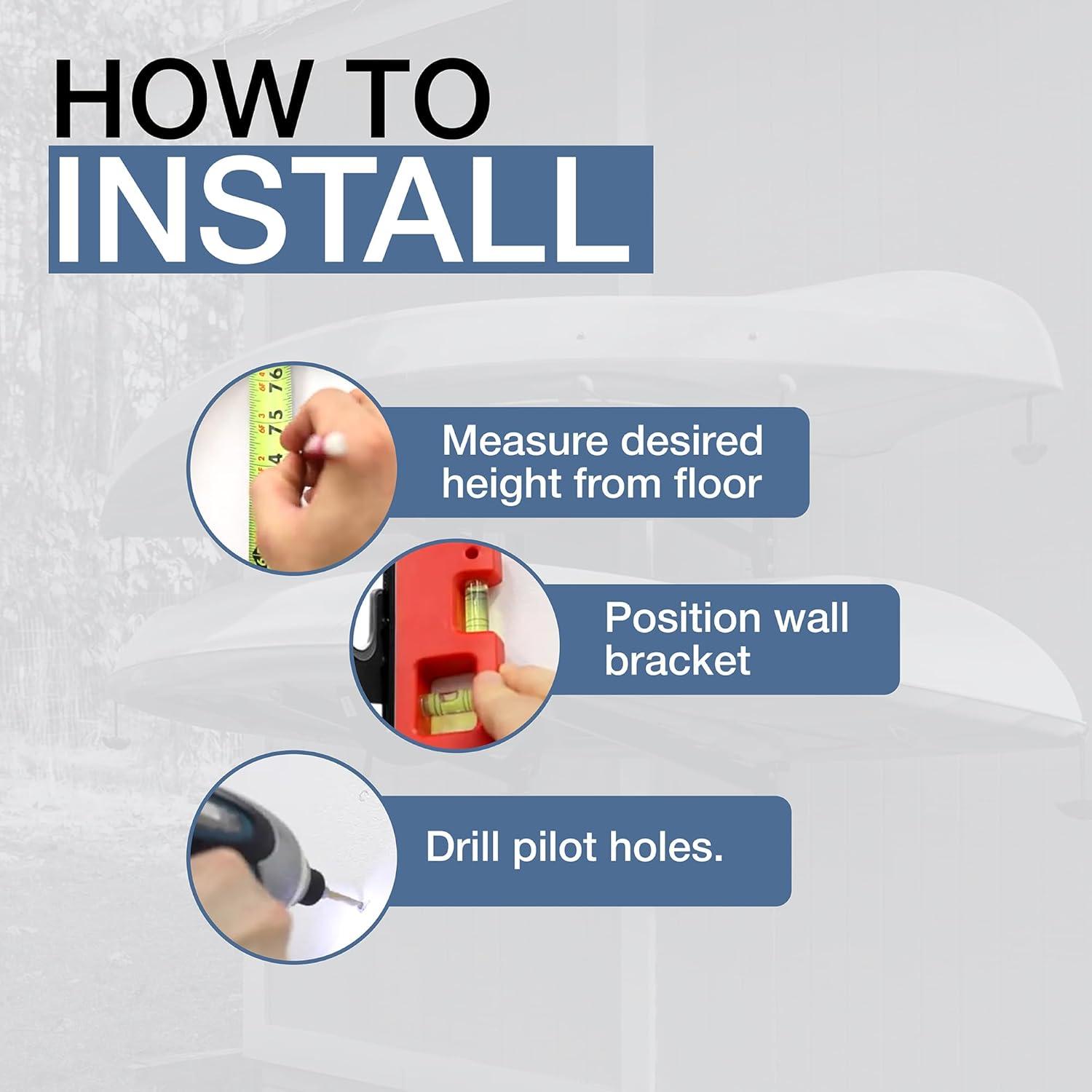 imageStoreYourBoard GKayak Wall Storage Rack  HeavyDuty Outdoor Kayak Rack for 2 Boats Adjustable Wall Mount Hanger Holds 200 lbs Silver 265 L x 4 W x 30 HOutdoor  2 Kayaks