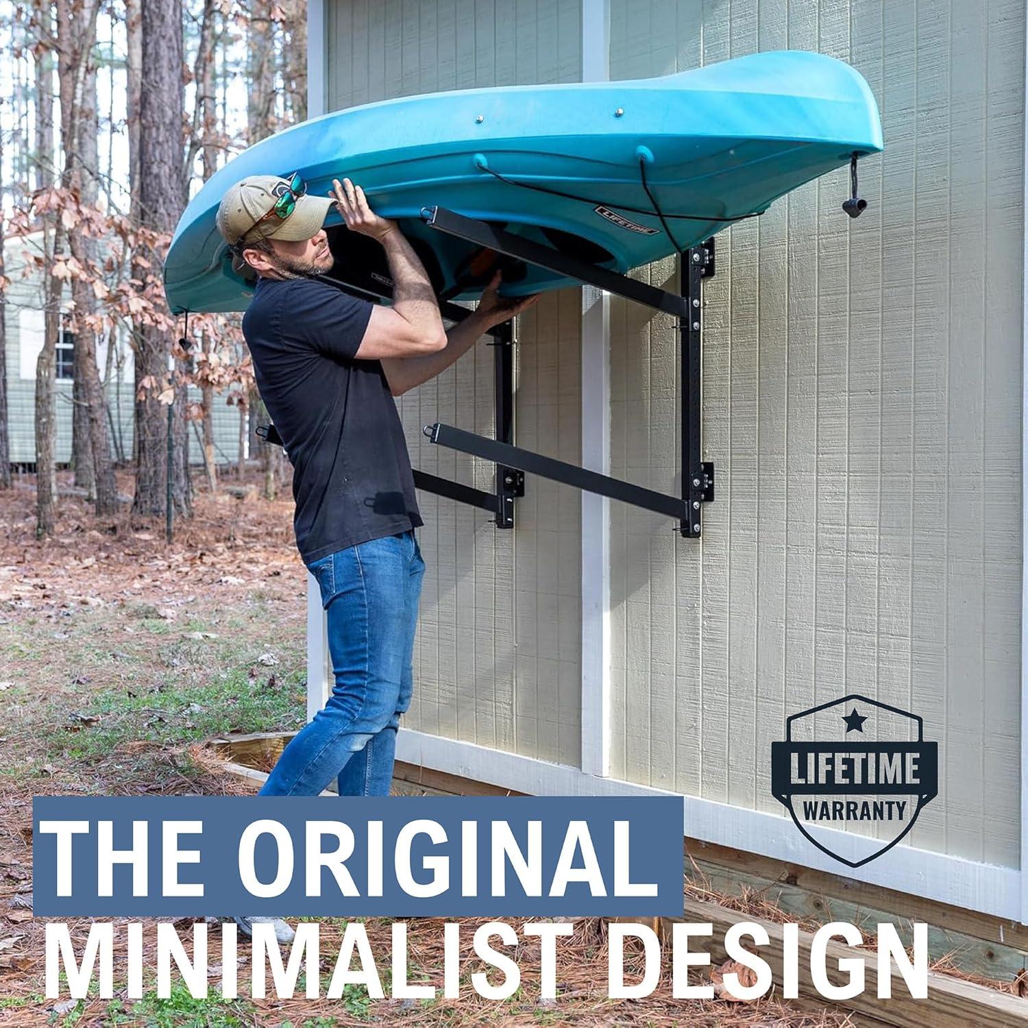 imageStoreYourBoard GKayak Wall Storage Rack  HeavyDuty Outdoor Kayak Rack for 2 Boats Adjustable Wall Mount Hanger Holds 200 lbs Silver 265 L x 4 W x 30 HOutdoor  2 Kayaks