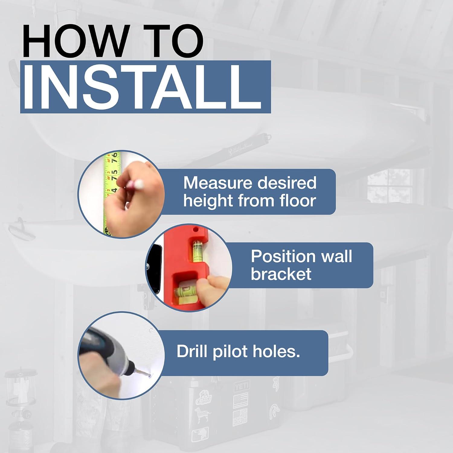 imageStoreYourBoard GKayak Wall Storage Rack  HeavyDuty Outdoor Kayak Rack for 2 Boats Adjustable Wall Mount Hanger Holds 200 lbs Silver 265 L x 4 W x 30 HIndoor  2 Kayaks