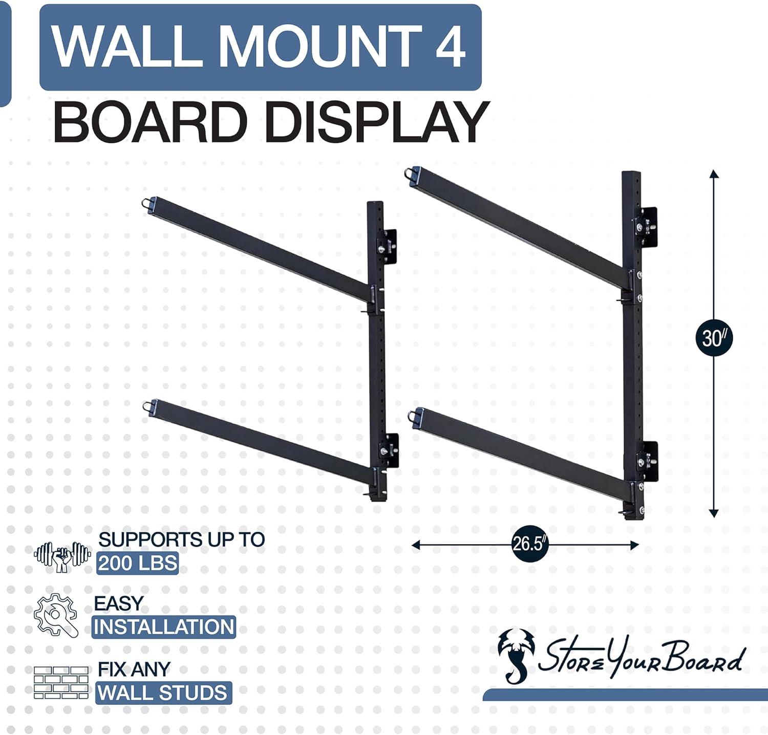 imageStoreYourBoard GKayak Wall Storage Rack  HeavyDuty Outdoor Kayak Rack for 2 Boats Adjustable Wall Mount Hanger Holds 200 lbs Silver 265 L x 4 W x 30 HOutdoor  2 Kayaks