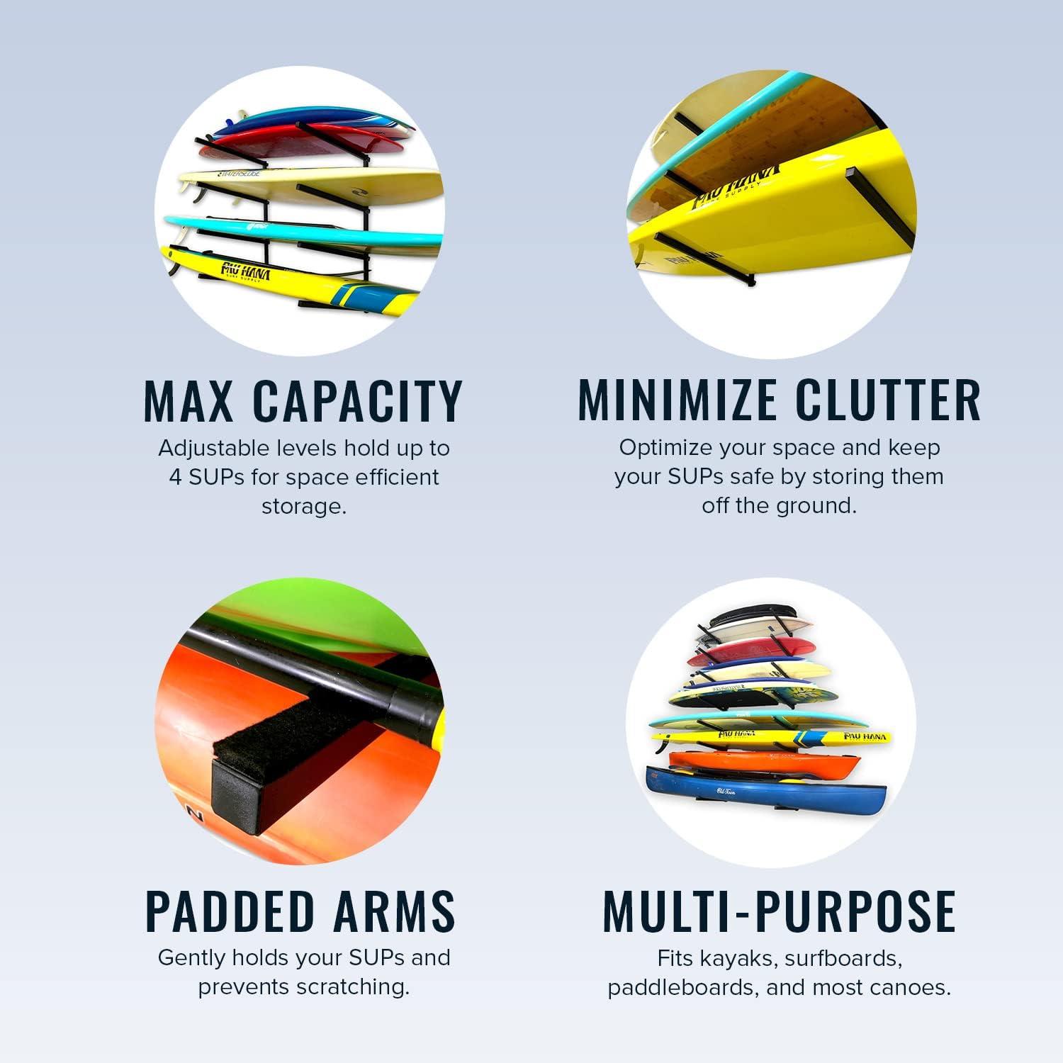 imageStoreYourBoard GSUP Wall Mounted Standup Paddleboard Storage Rack Adjustable Levels Standup Paddle Board HolderIndoor  4 Levels