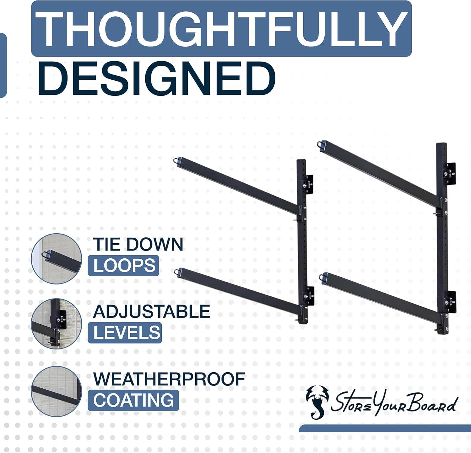 imageStoreYourBoard GSUP Wall Mounted Standup Paddleboard Storage Rack Adjustable Levels Standup Paddle Board HolderOutdoor  2 Levels