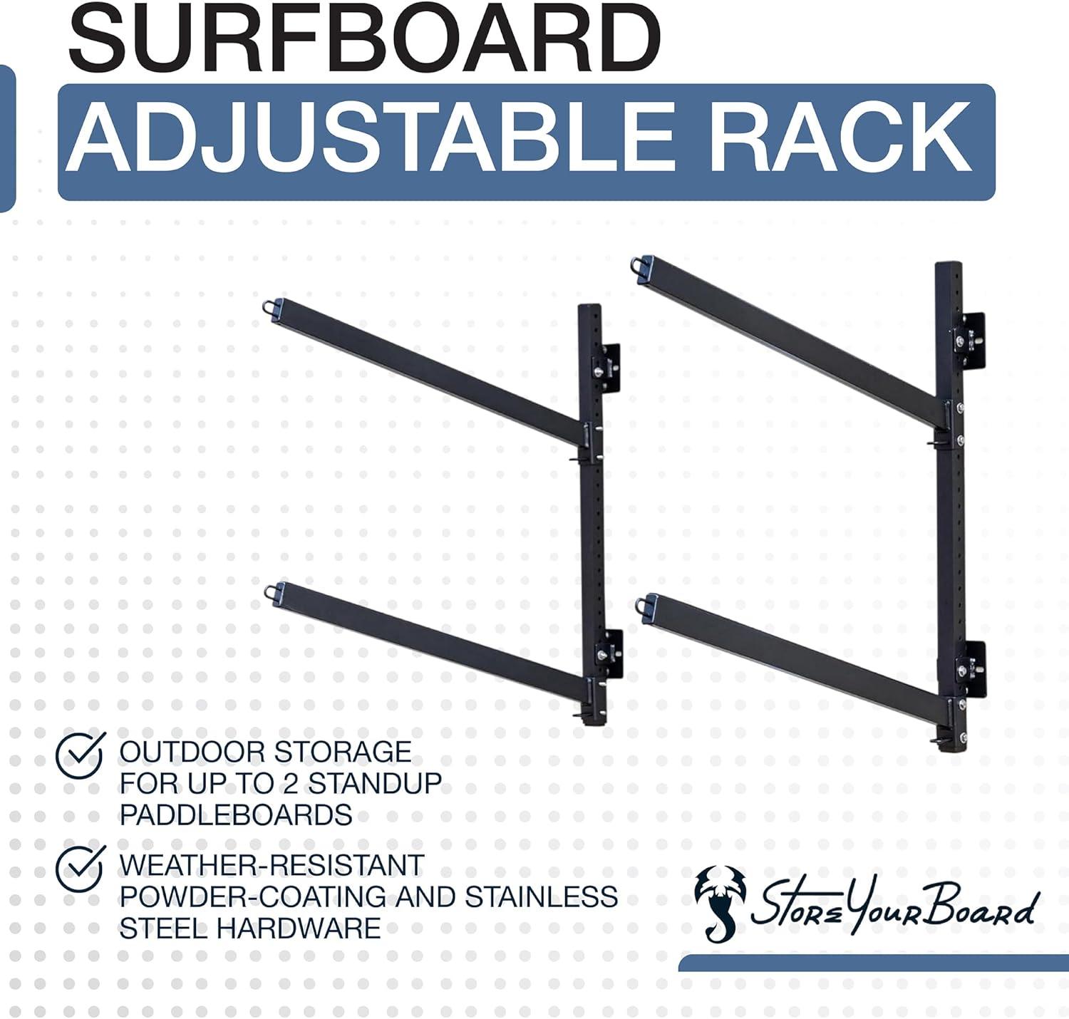 imageStoreYourBoard GSUP Wall Mounted Standup Paddleboard Storage Rack Adjustable Levels Standup Paddle Board HolderOutdoor  2 Levels