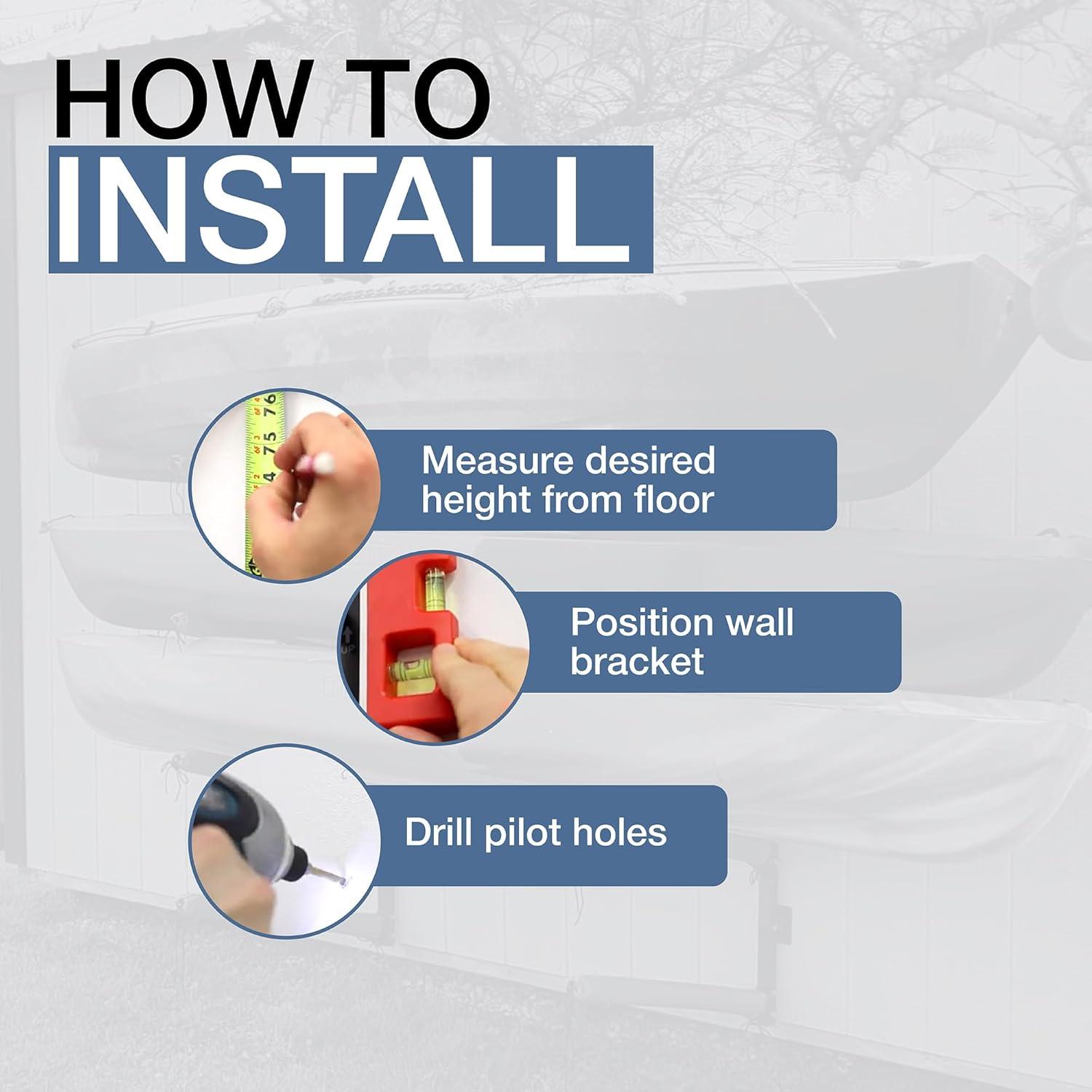 imageStoreYourBoard GSUP Wall Mounted Standup Paddleboard Storage Rack Adjustable Levels Standup Paddle Board HolderOutdoor  4 Levels