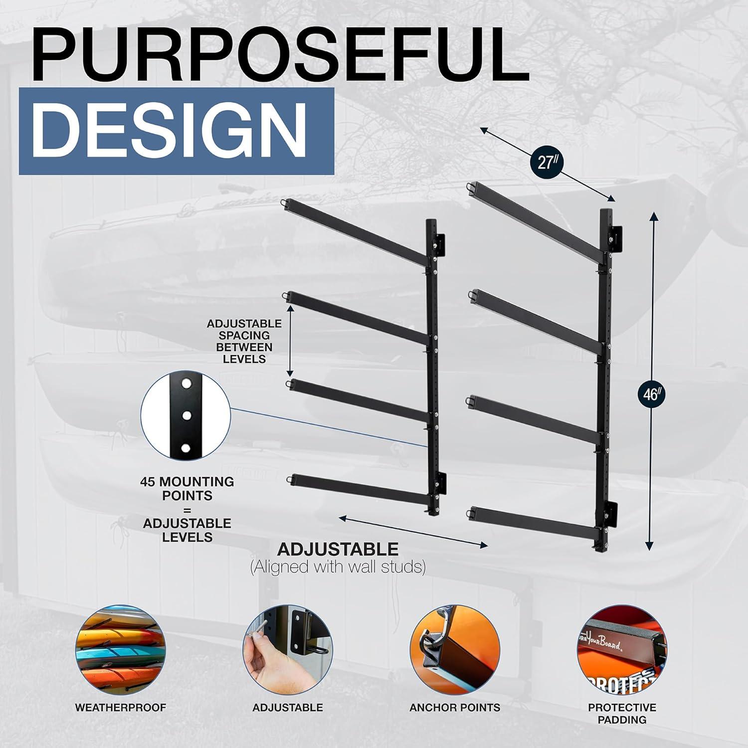 imageStoreYourBoard GSUP Wall Mounted Standup Paddleboard Storage Rack Adjustable Levels Standup Paddle Board HolderOutdoor  4 Levels