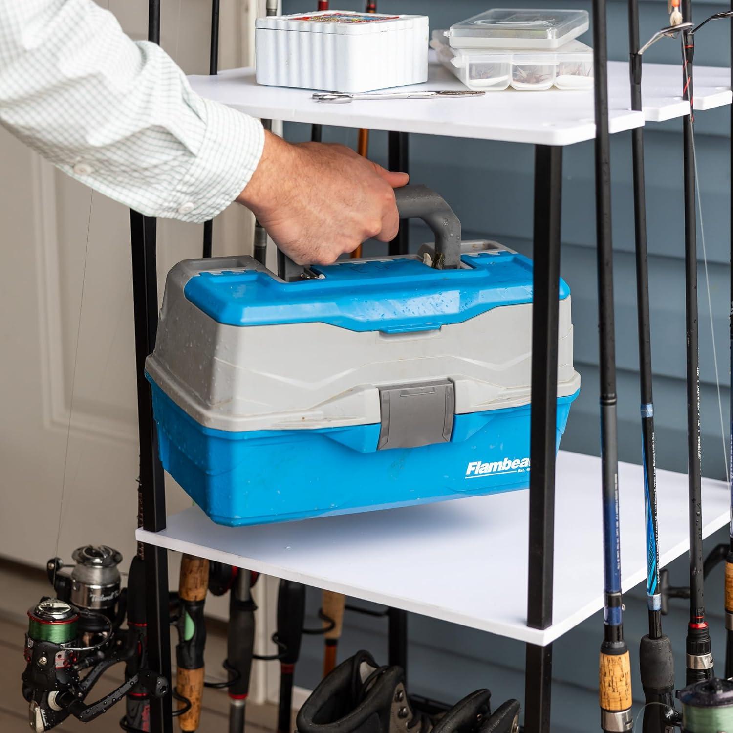 imageStoreYourBoard Garage Fishing Pole Organizer Holds 10 Fishing Rods Tackle Box Poles SpaceSaving Fishing Rod Rack with Shelves 35 in x 1775 in x 1775 in