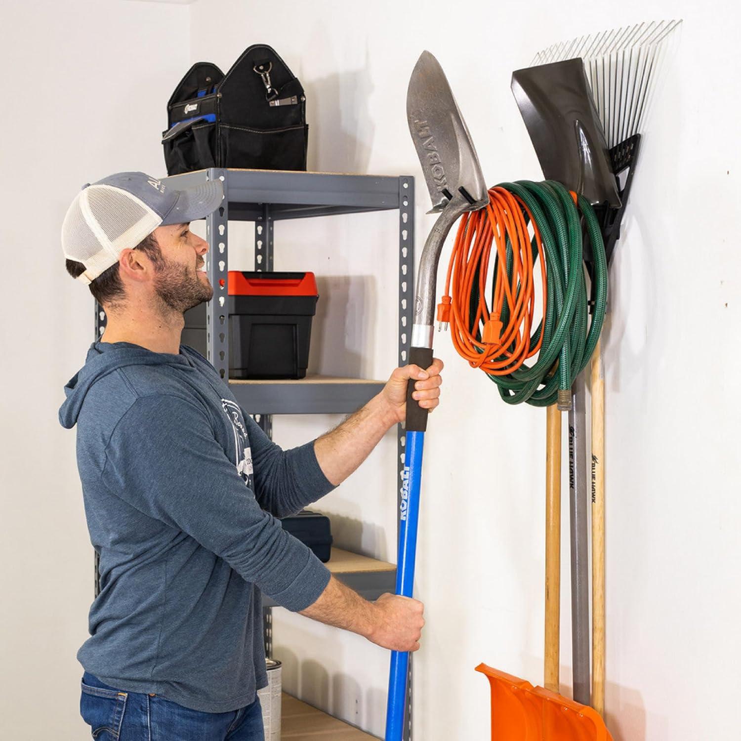 imageStoreYourBoard Garage Garden Tool Wall Mount Hook Garage Organization and Storage Shovel ampamp Rake Hangers Yard Tool Rack Industrial Steel Holds 50 PoundsBlack