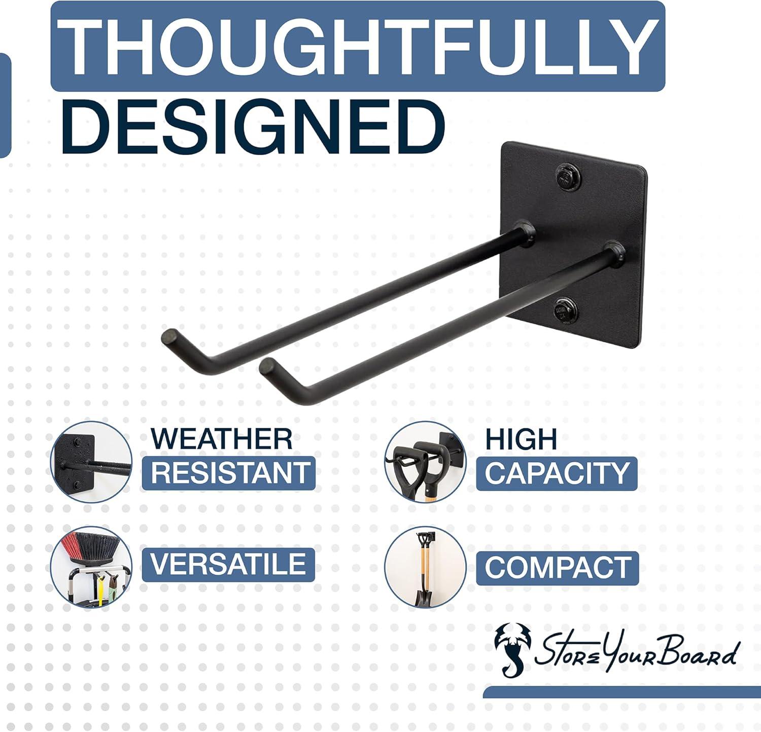 imageStoreYourBoard Garage Garden Tool Wall Mount Hook Garage Organization and Storage Shovel ampamp Rake Hangers Yard Tool Rack Industrial Steel Holds 50 PoundsBlack