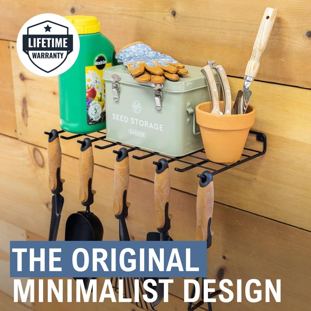 imageStoreYourBoard Gardening Hand Tools Organizer Wall Mount Storage Shelf for Garden Scissors Hand Pruners Plant Shears Tree Cutter Gardening Shears and Garden Supplies Holds 40 lbs