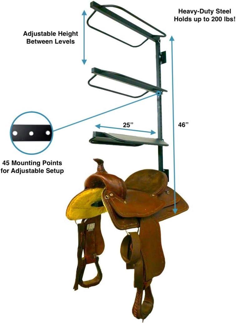 imageStoreYourBoard Horse Saddle Storage Rack Wall Mounted Equestrian Saddle Holder Holds 4 Western and English Saddles