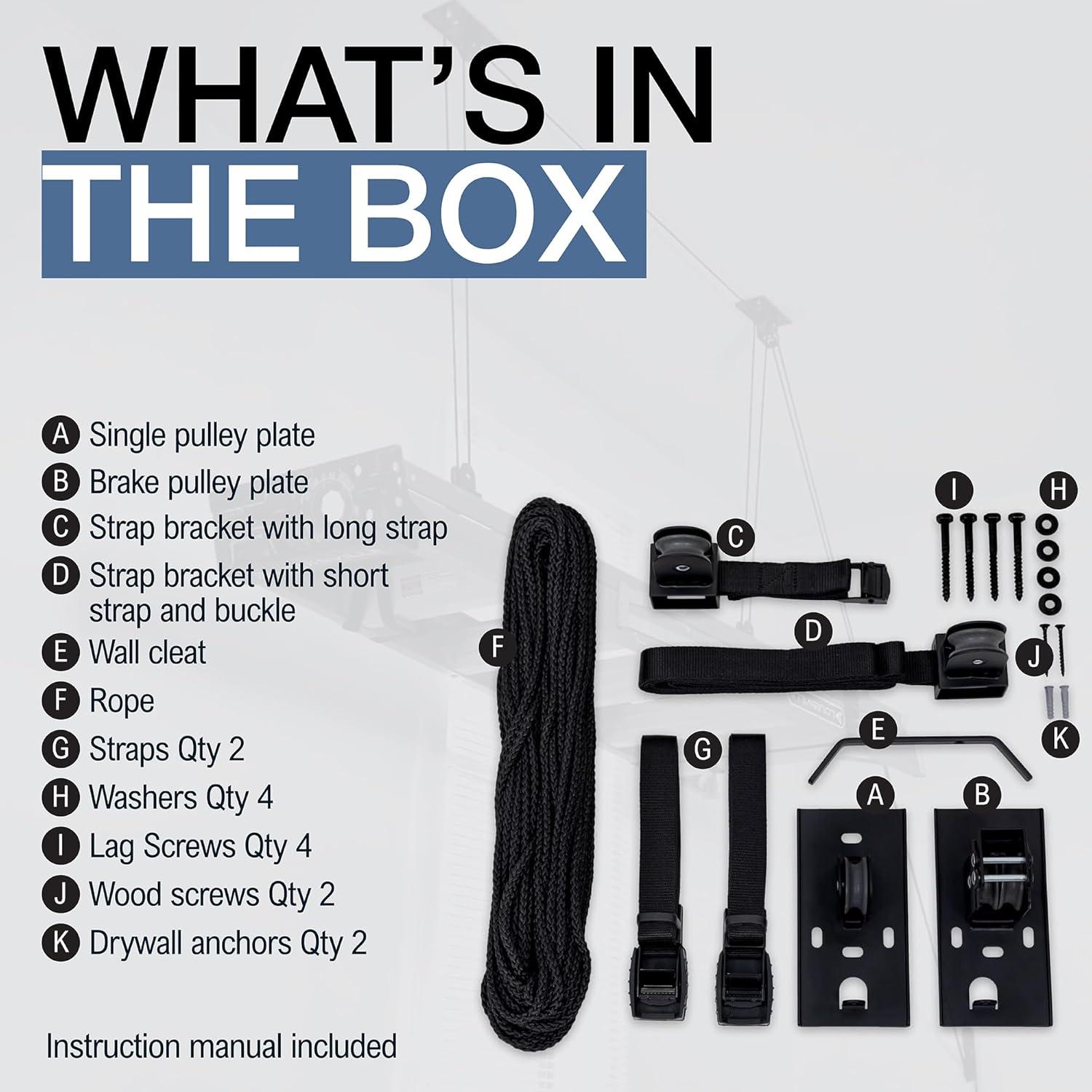 imageStoreYourBoard Ladder Storage Ceiling Pulley System Garage Mount Hoist Heavy Duty Hanging Organizer Holds 150 lbs8 ft  10 ft Ceiling