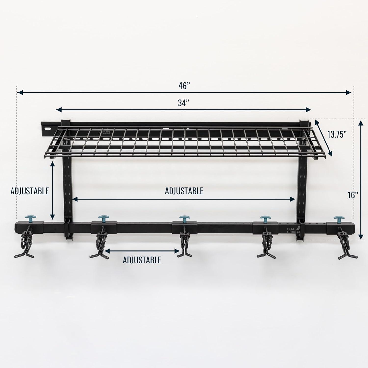 imageStoreYourBoard Lone Peak Ski Storage Rack and Wall Shelf Holds 5 Pairs of Skis and Poles Supports 300 lbs 46 in x 1375 in x 16 inSki Rack  Shelf
