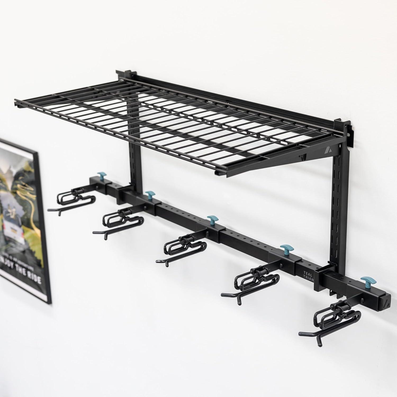 imageStoreYourBoard Lone Peak Ski Storage Rack and Wall Shelf Holds 5 Pairs of Skis and Poles Supports 300 lbs 46 in x 1375 in x 16 inSki Rack  Shelf
