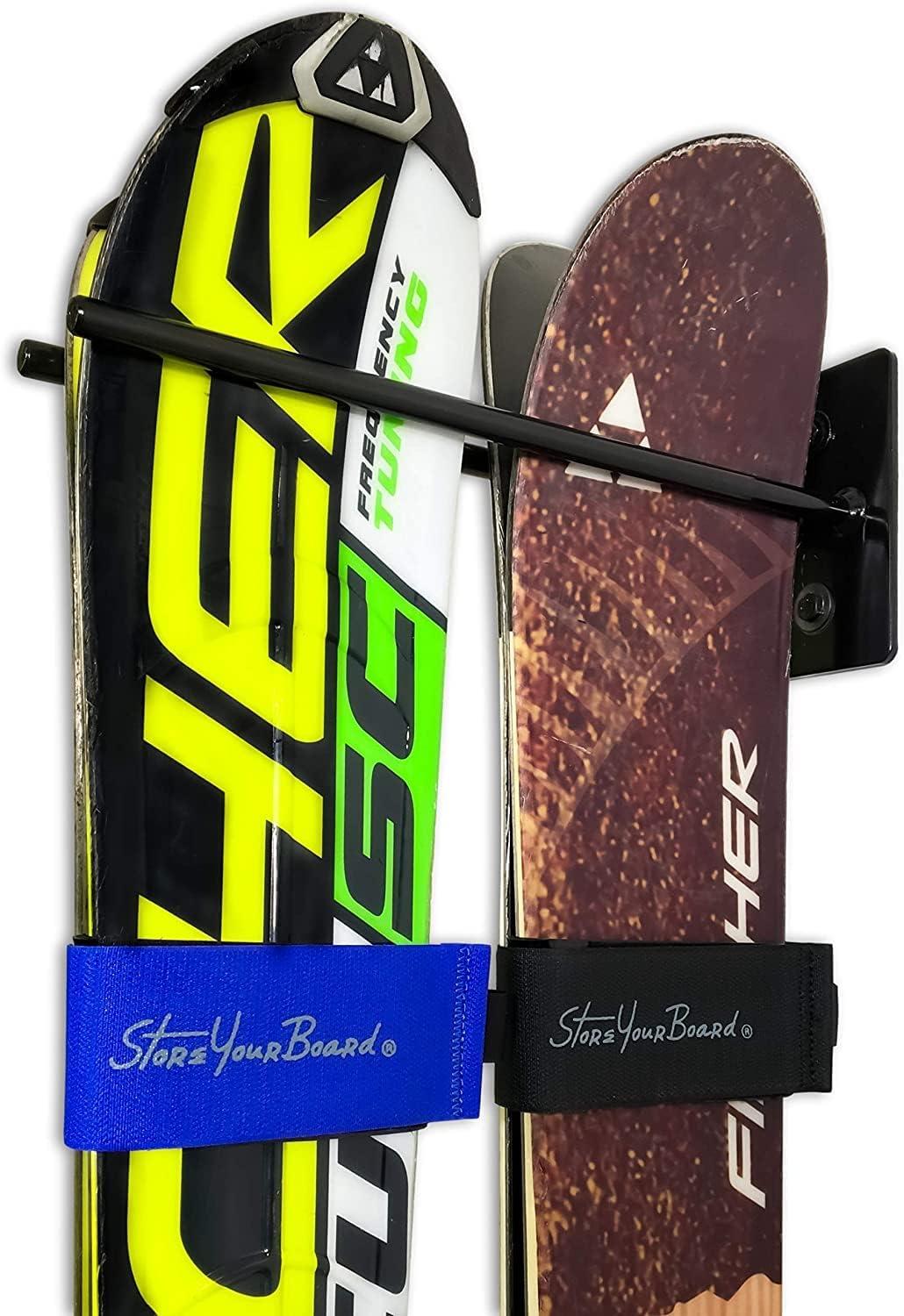 imageStoreYourBoard Mountain Essential Ski Wrap Straps 4 Pack Universal Fit Hook and Loop FastenersArctic Black