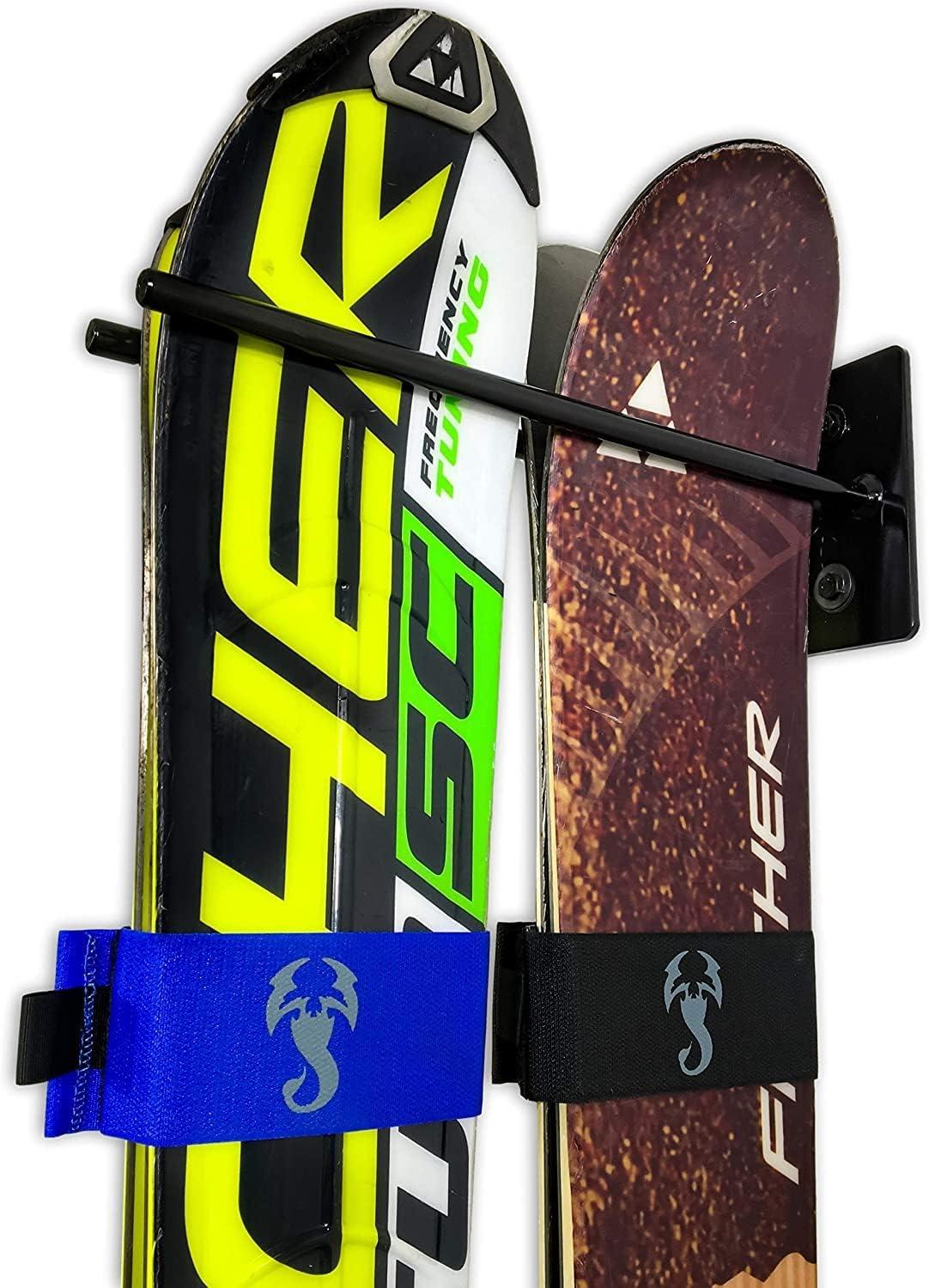 imageStoreYourBoard Mountain Essential Ski Wrap Straps 4 Pack Universal Fit Hook and Loop FastenersArctic Black