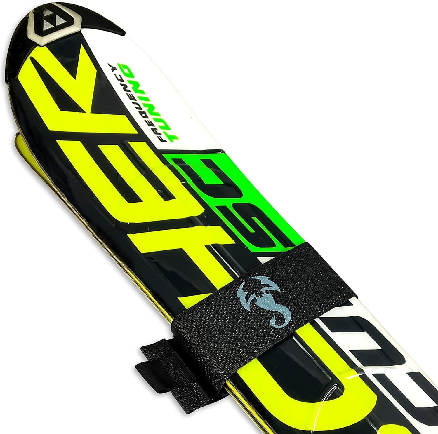 imageStoreYourBoard Mountain Essential Ski Wrap Straps 4 Pack Universal Fit Hook and Loop FastenersArctic Black