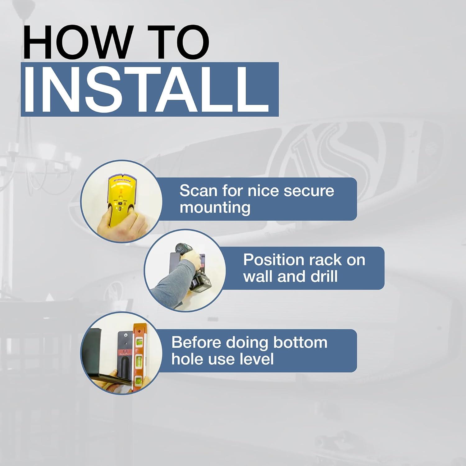 imageStoreYourBoard Naked SUP Paddle Board Rack  Minimalist Paddle Board Wall Mount HeavyDuty Paddleboard Rack for Garage or Home Storage Holds 50 lbs