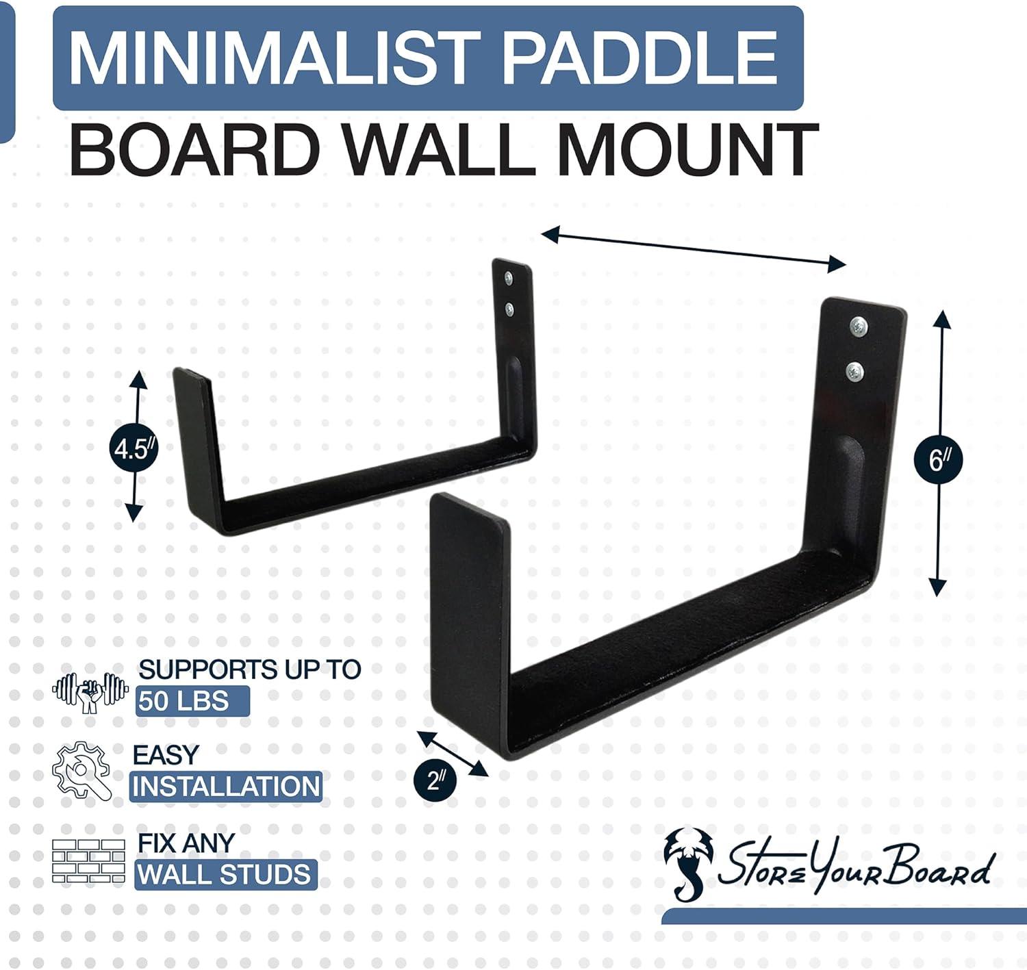 imageStoreYourBoard Naked SUP Paddle Board Rack  Minimalist Paddle Board Wall Mount HeavyDuty Paddleboard Rack for Garage or Home Storage Holds 50 lbs