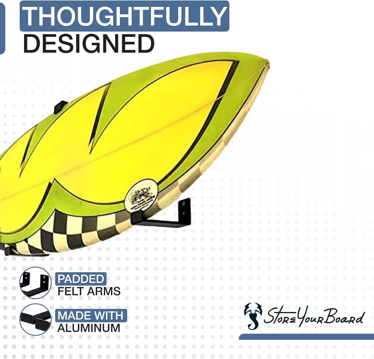 imageStoreYourBoard Naked Surf  The Original Minimalist Surfboard Rack HeavyDuty Black Aluminum Surf Board Wall Hangers for Display ampamp Storage Surfboard Wall Mount Holds 30 lbs