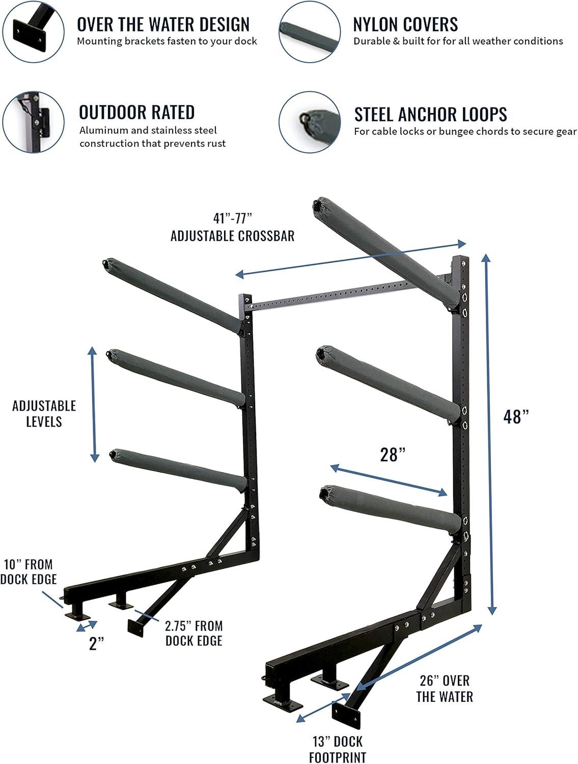 imageStoreYourBoard Paddleboard Dock Storage Rack Outdoor Over The Water SUP Mount HeavyDuty Metal Pier Stand Holds 400 lbs