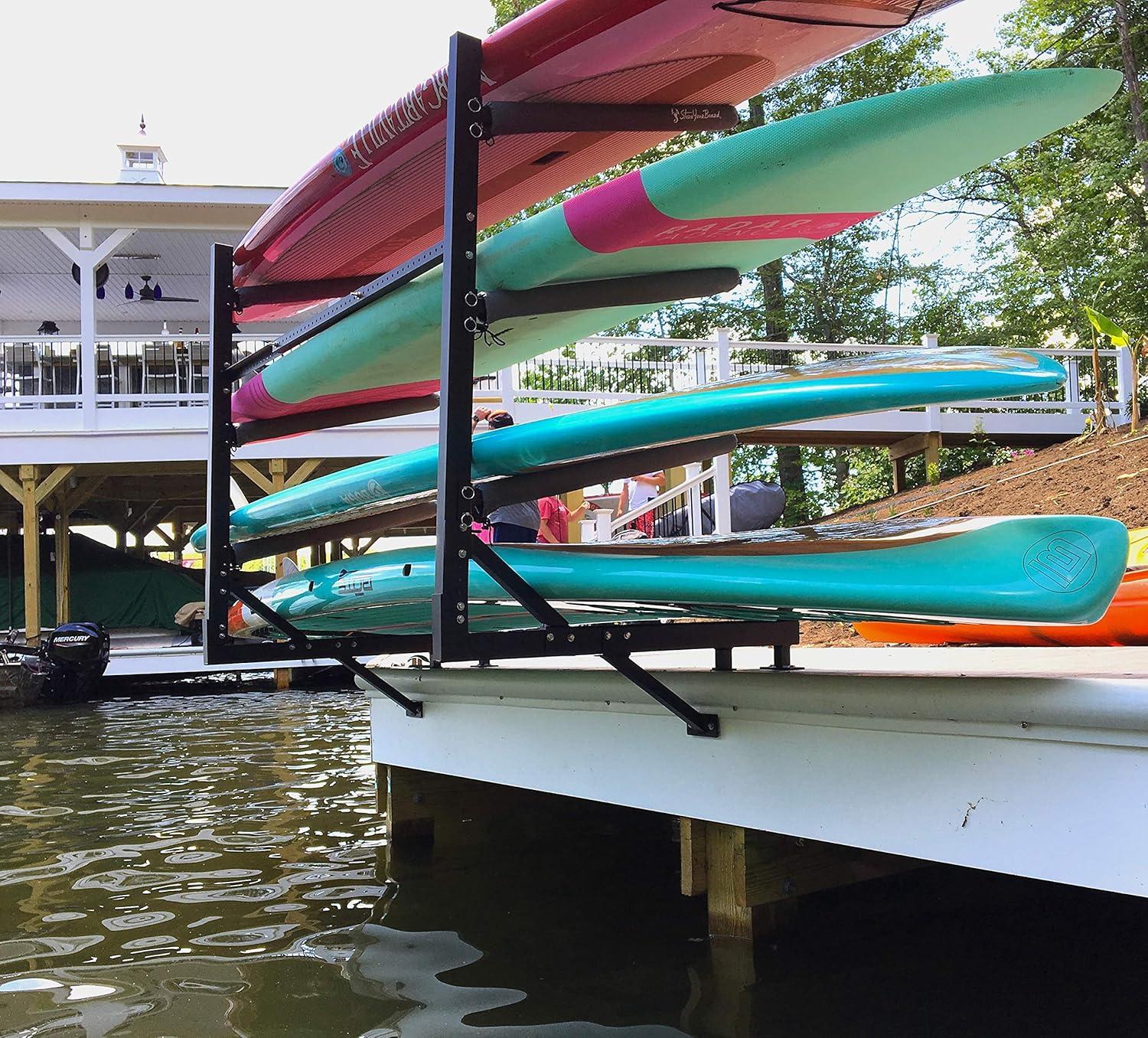 imageStoreYourBoard Paddleboard Dock Storage Rack Outdoor Over The Water SUP Mount HeavyDuty Metal Pier Stand Holds 400 lbs