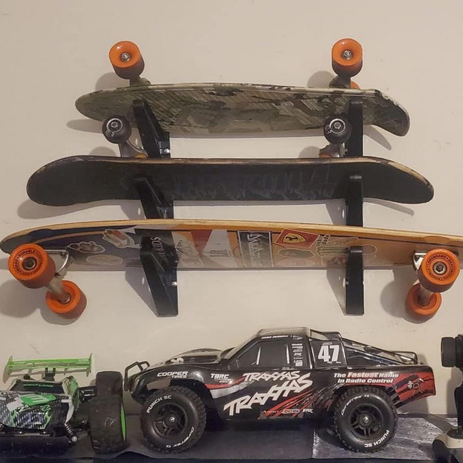 imageStoreYourBoard Skateboard and Longboard Storage Rack Trifecta Wall Mount Display Home and Garage OrganizerLongboard