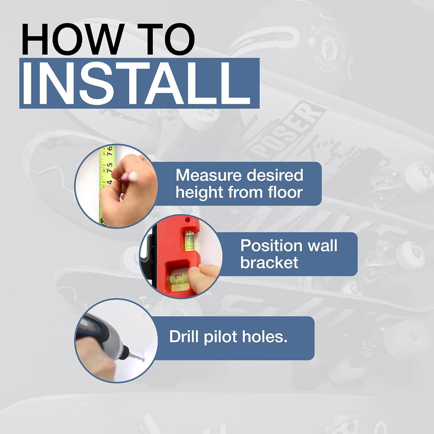 imageStoreYourBoard Skateboard and Longboard Storage Rack Trifecta Wall Mount Display Home and Garage OrganizerSkateboard