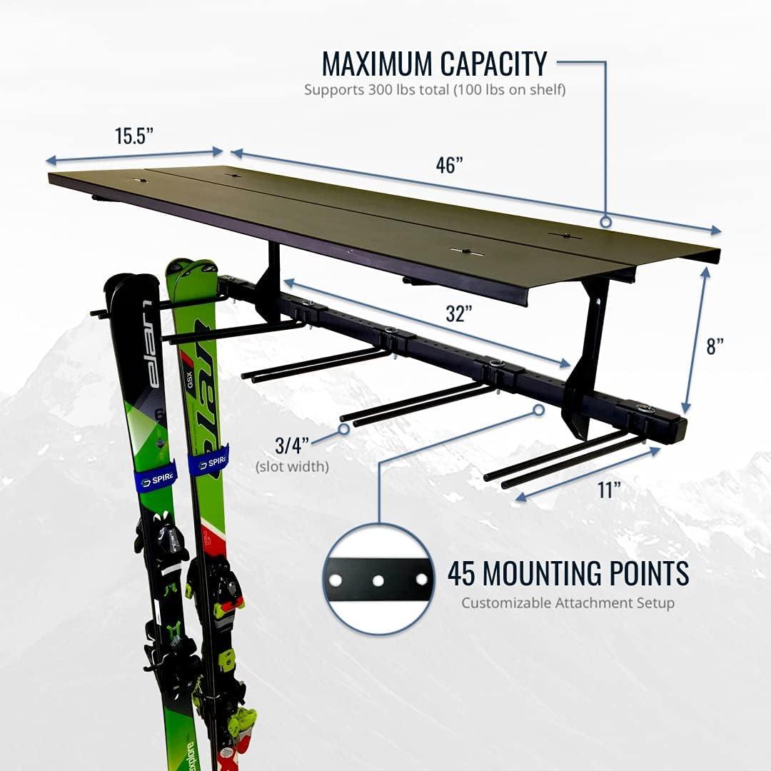 imageStoreYourBoard Ski Wall Organizer Rack and 2 Pack of Carrying Straps Bundle