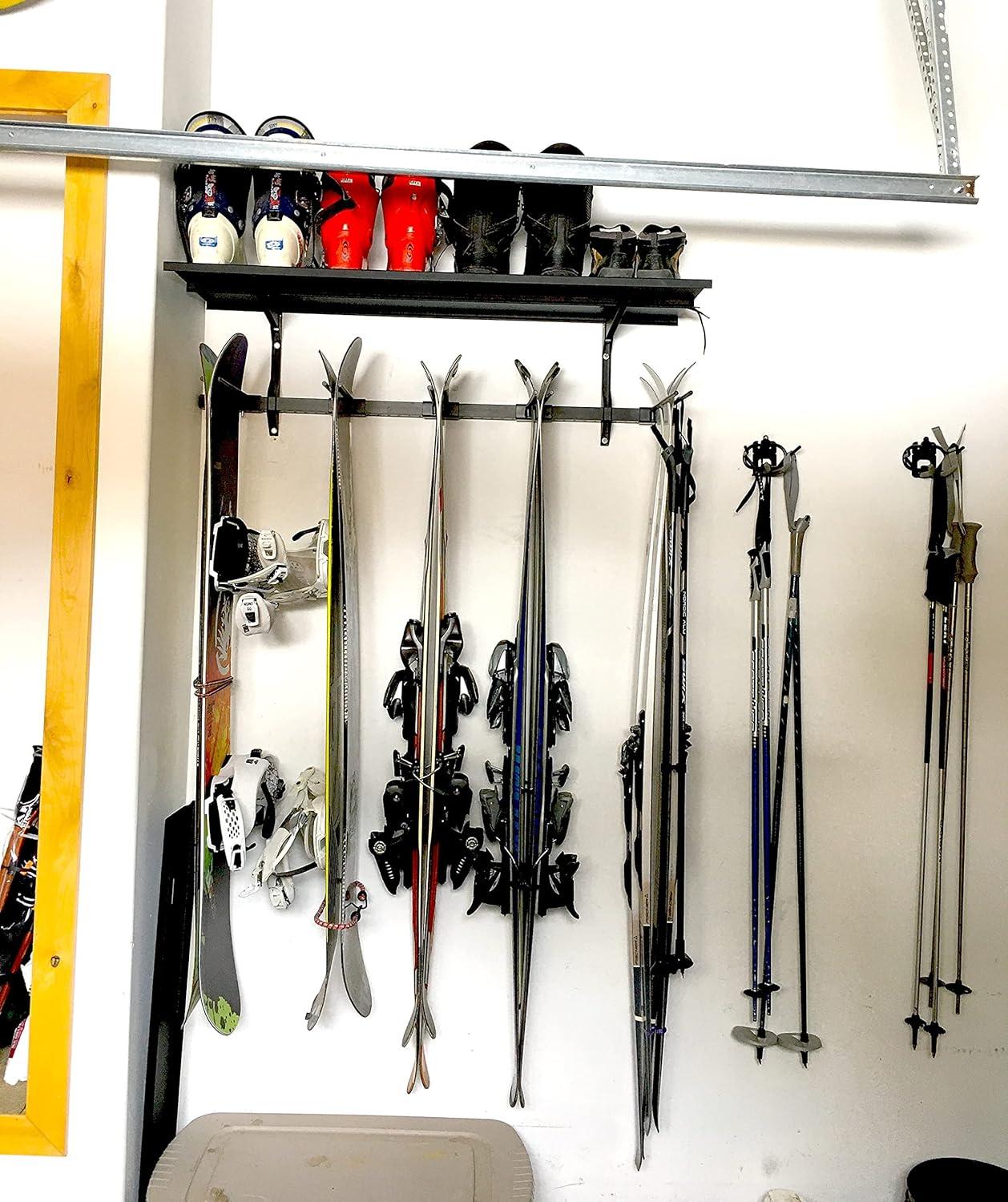 imageStoreYourBoard Ski Wall Organizer Rack and 2 Pack of Carrying Straps Bundle