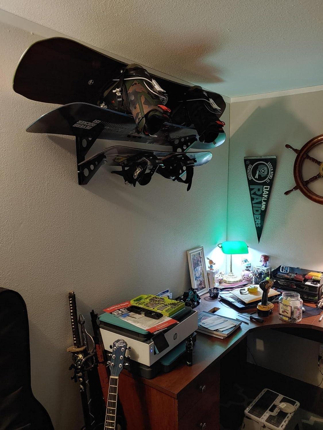 imageStoreYourBoard Snowboard Multi Wall Rack Home Storage ampamp Organization Horizontal Mount Holds 3 Boards