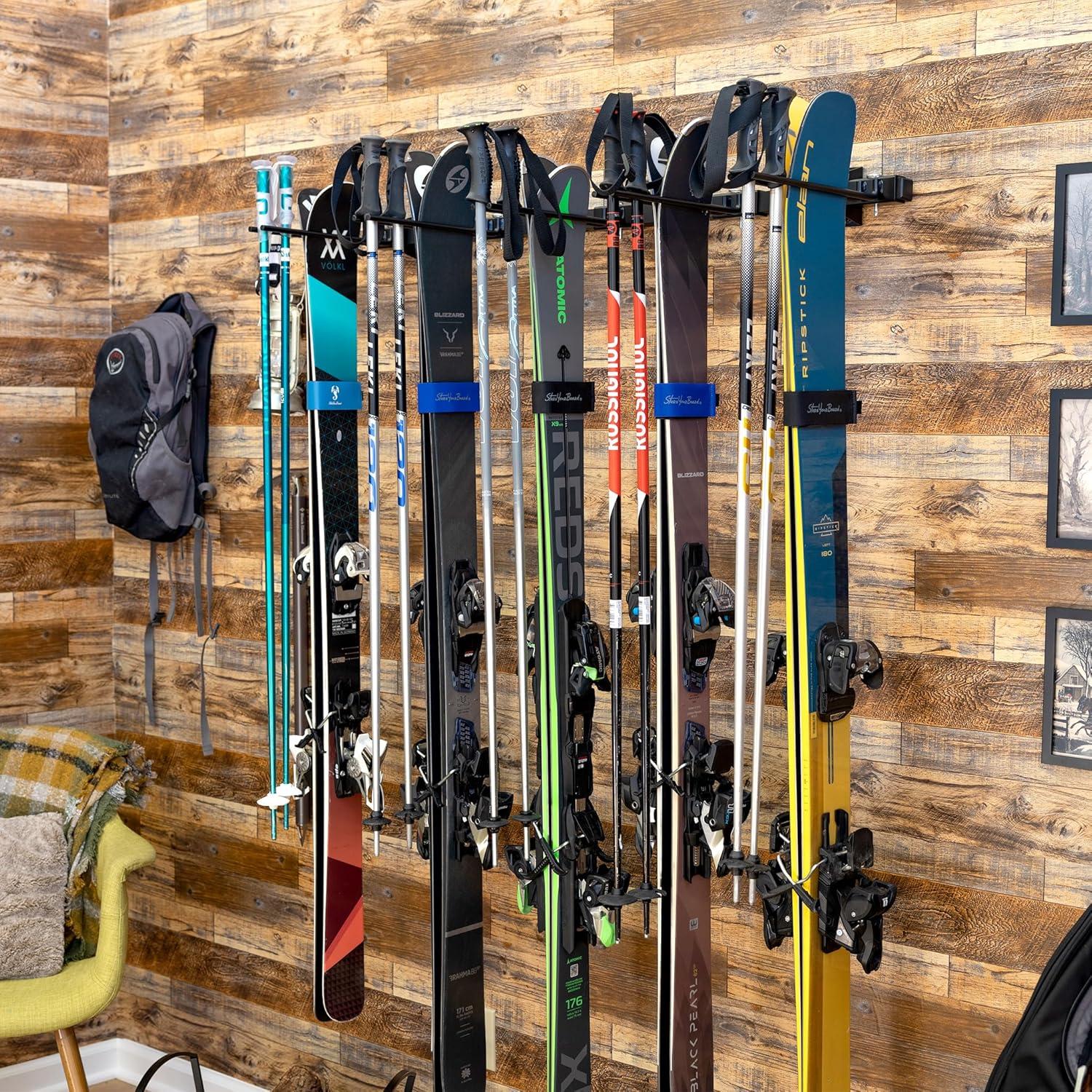 imageStoreYourBoard Solitude Ski Storage Rack Wall Mount Organizer Holds 10 Pairs of Skis Heavy Duty Supports 300 lbs