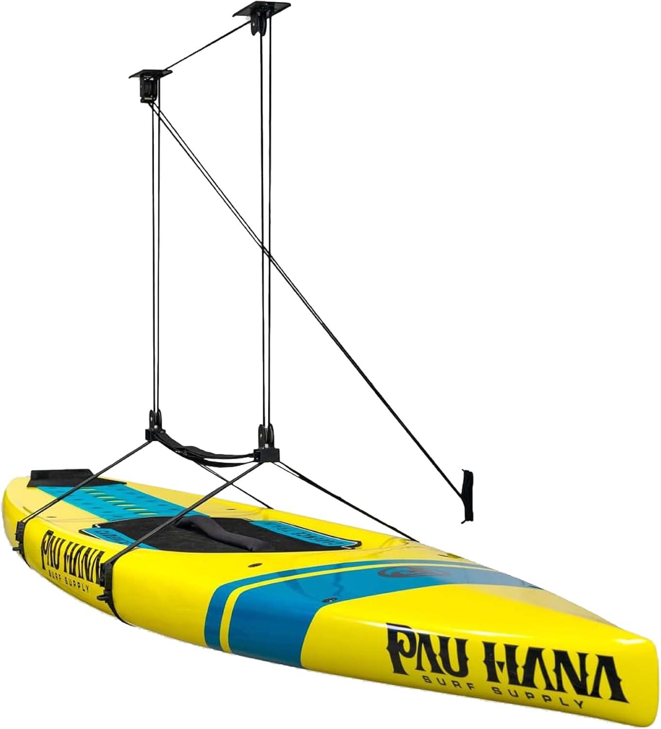 imageStoreYourBoard Standup Paddleboard and Surfboard Ceiling Storage Pulley System Garage Mount Hoist Heavy Duty Holds 150 lbs10 ft  14 ft Ceiling