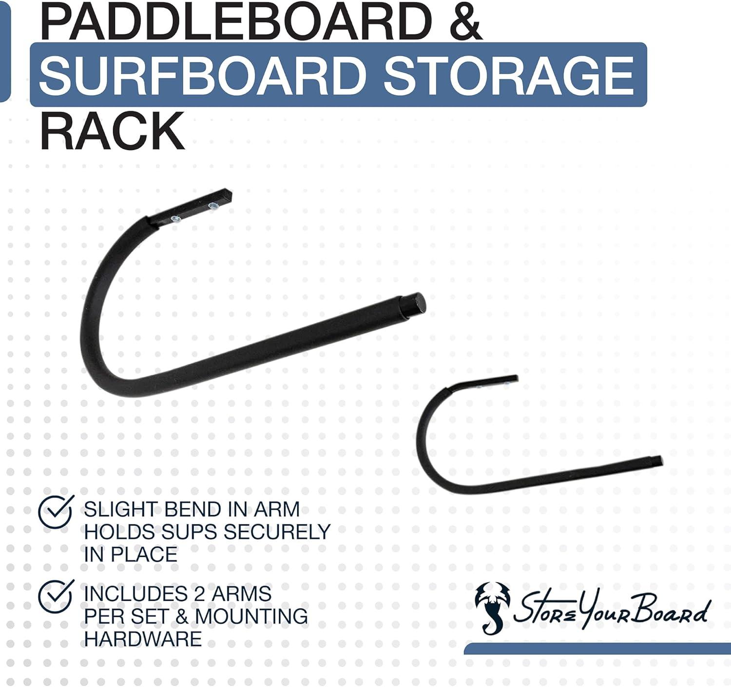 imageStoreYourBoard Standup Paddleboard and Surfboard Storage Rack Ceiling and Wall Mount HeavyDuty 50 lbs Max Indoor Board and Paddle OrganizerHeavy Duty Sturdy Round