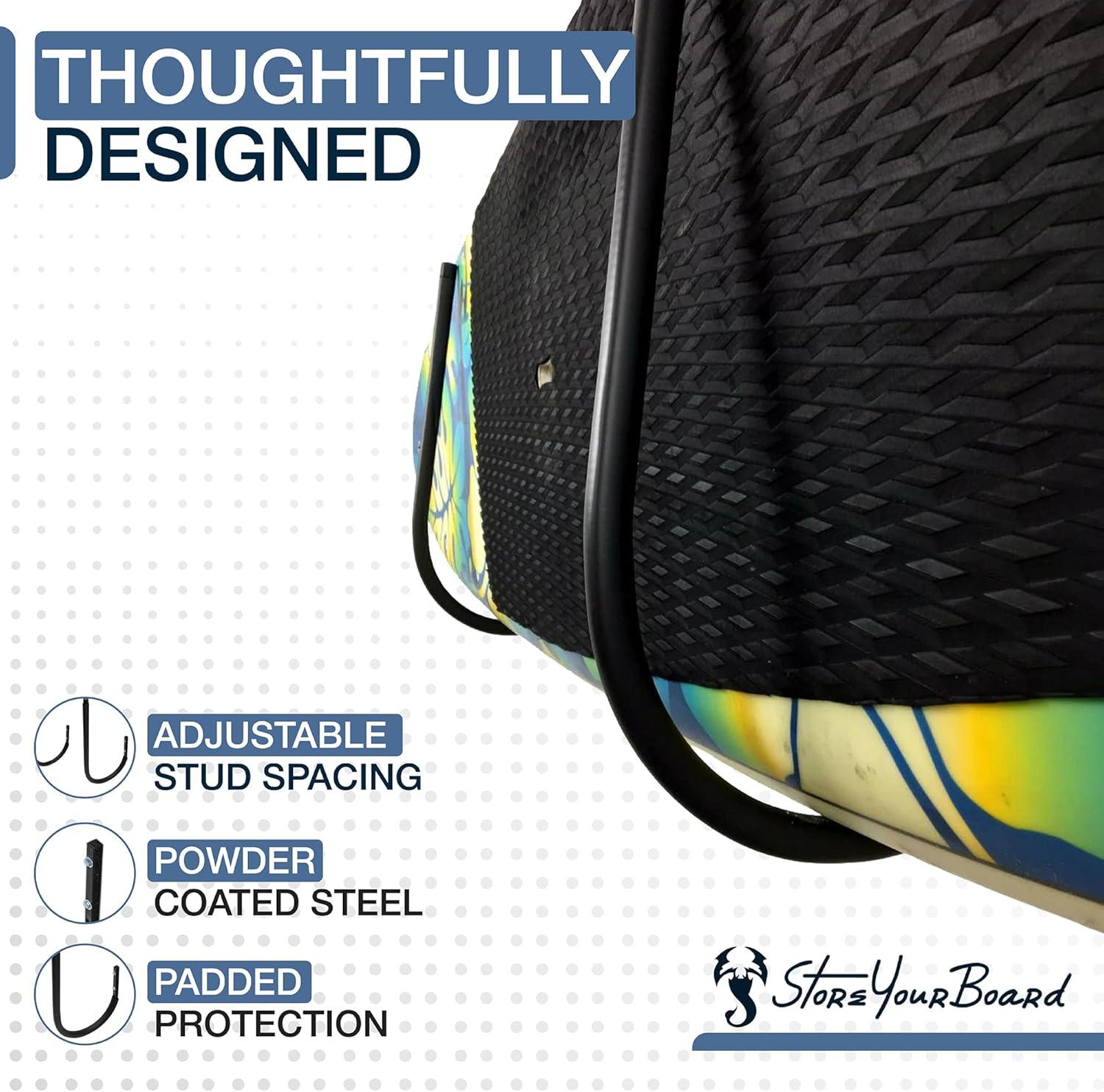 imageStoreYourBoard Standup Paddleboard and Surfboard Storage Rack Ceiling and Wall Mount HeavyDuty 50 lbs Max Indoor Board and Paddle OrganizerHeavy Duty Sturdy Round