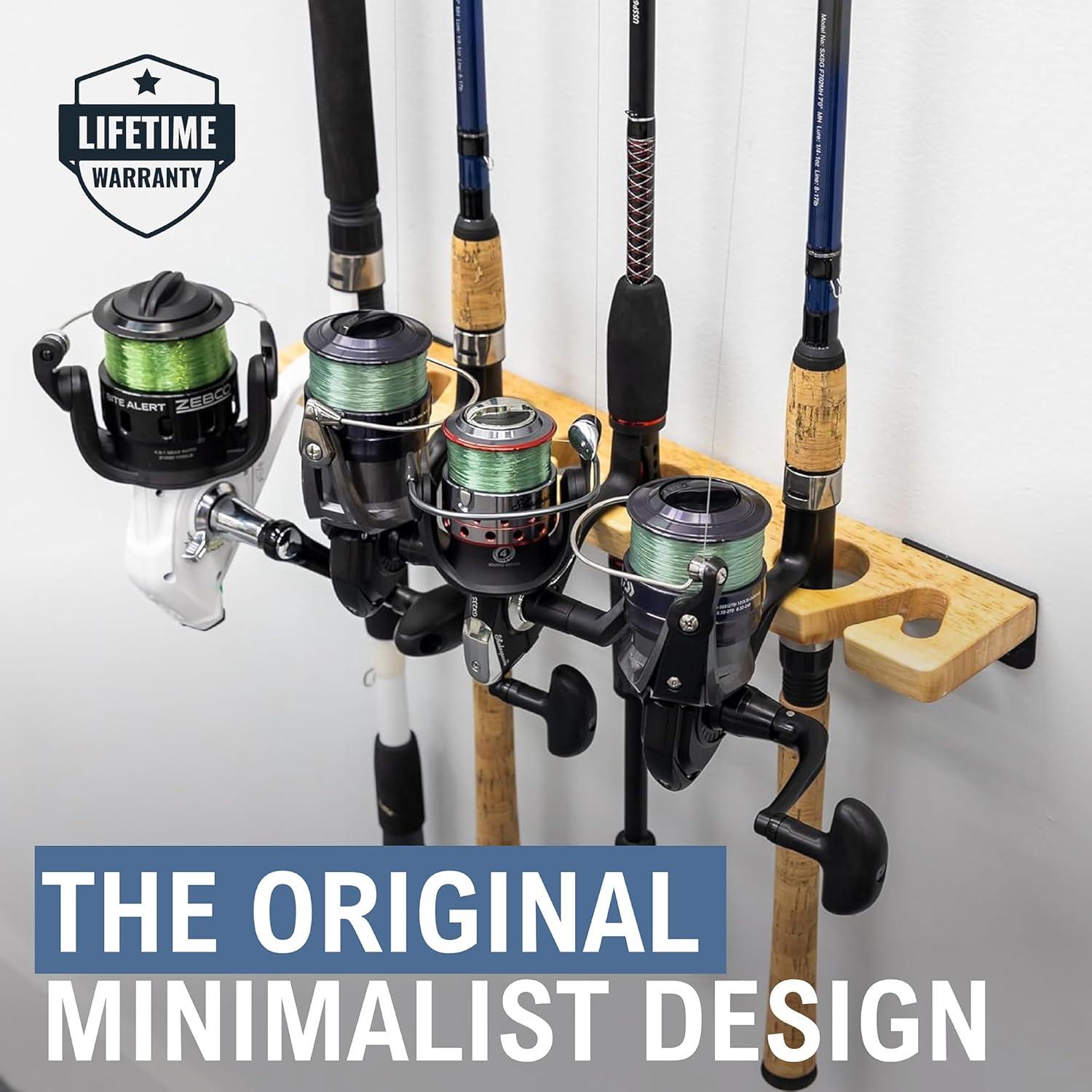 imageStoreYourBoard Stillwater Fishing Pole Holders for Garage Wall and Ceiling Storage Rack for Fishing Rods Solid Wood Garage Organizer Holds 8 Rods or Combos up to 40 lbs