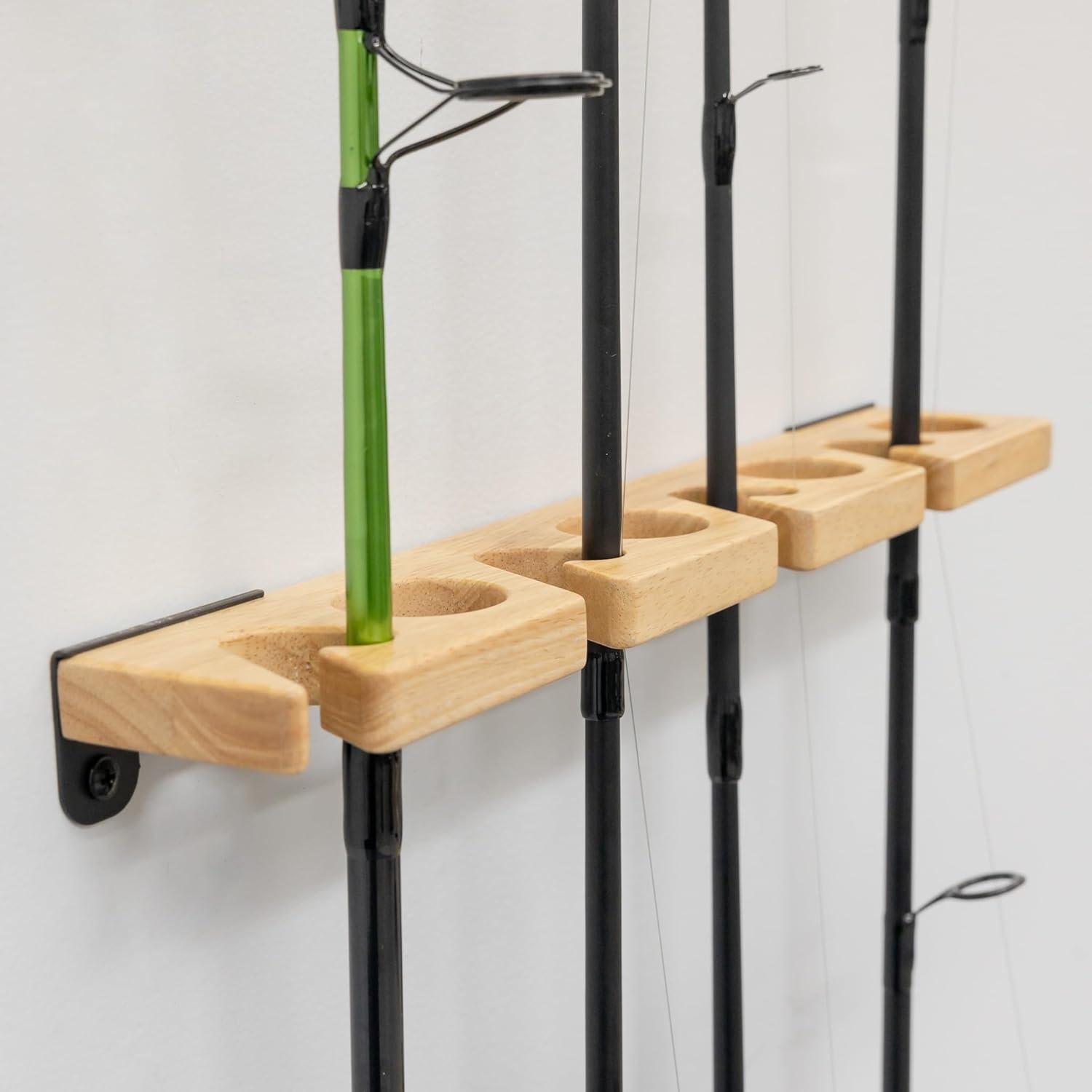 imageStoreYourBoard Stillwater Fishing Pole Holders for Garage Wall and Ceiling Storage Rack for Fishing Rods Solid Wood Garage Organizer Holds 8 Rods or Combos up to 40 lbs